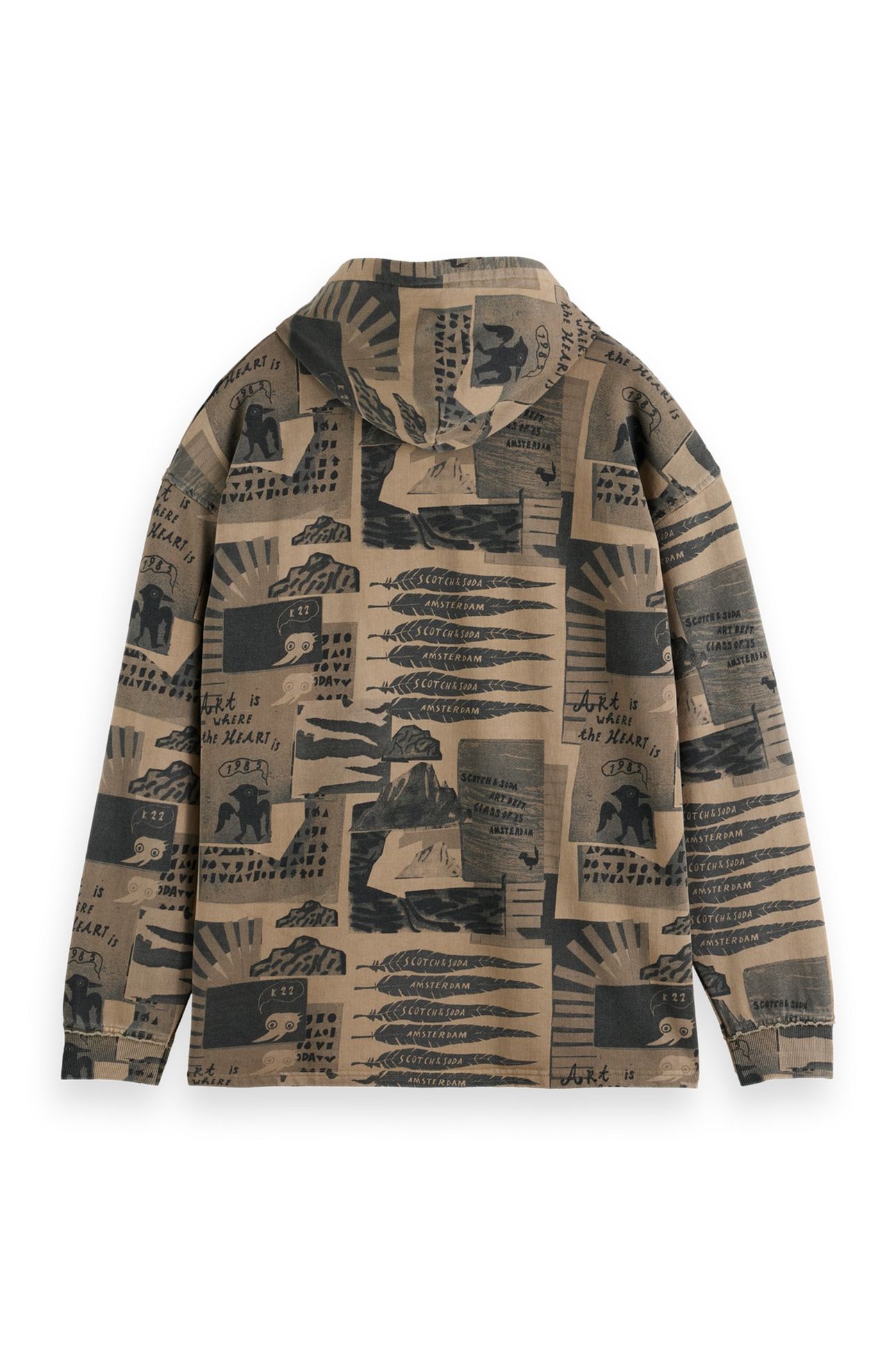 LOOSE-FIT OVERDYED ALL-OVER PRINTED HOODIE PLAZA TAUPE 2