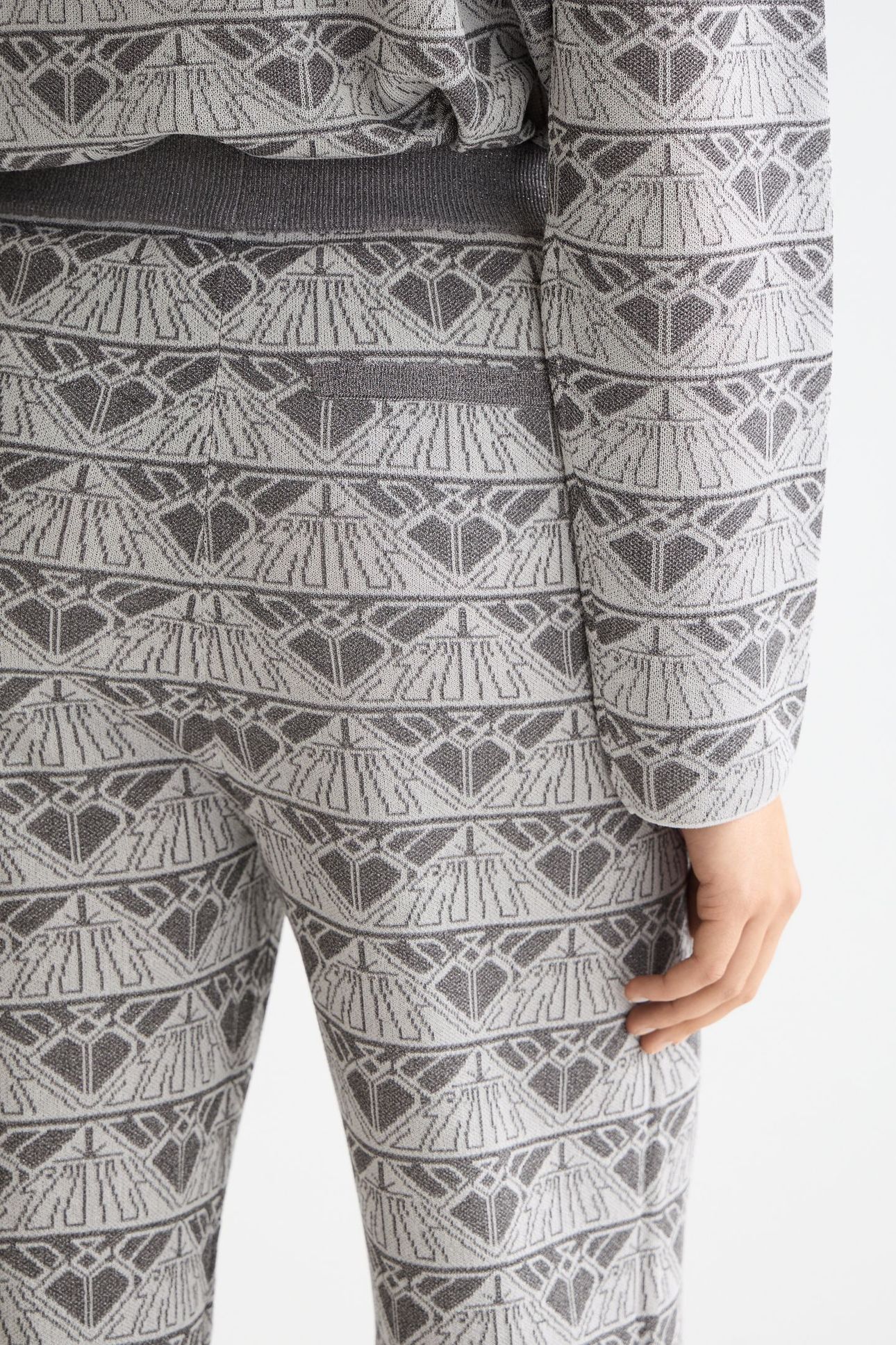 MONOGRAM JACQUARD KNITTED TROUSERS SILVER/GUNMETAL 3