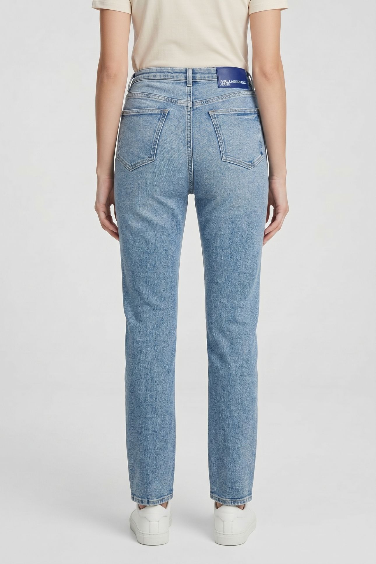 SEAMED STRAIGHT DENIM WASHED MID BLUE 4