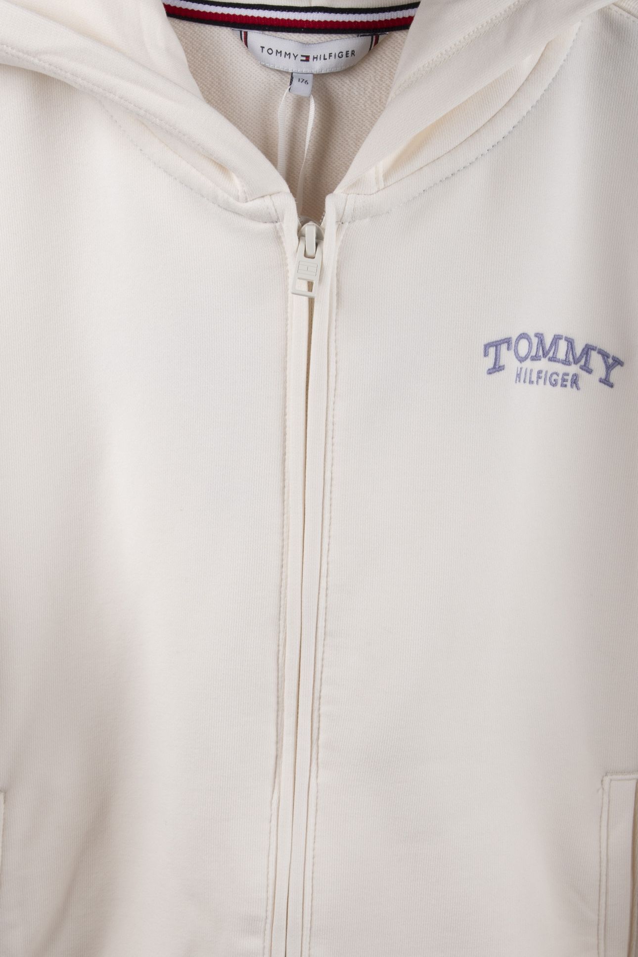 GIRLS HIGH RIB HEM ZIP THROUGH HOODIE ANCIENT WHITE 4