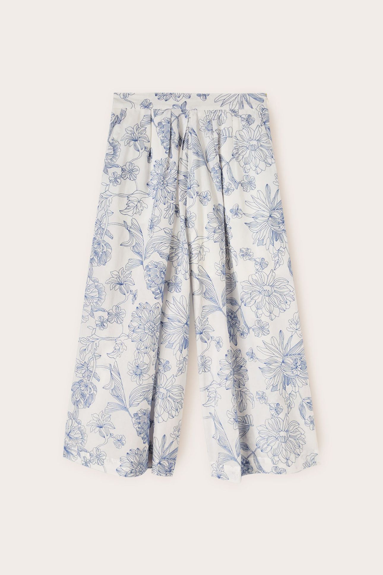 CROPPED COTTON TROUSERS WITH FLORAL EMBROIDERY LIGHT BLUE 4