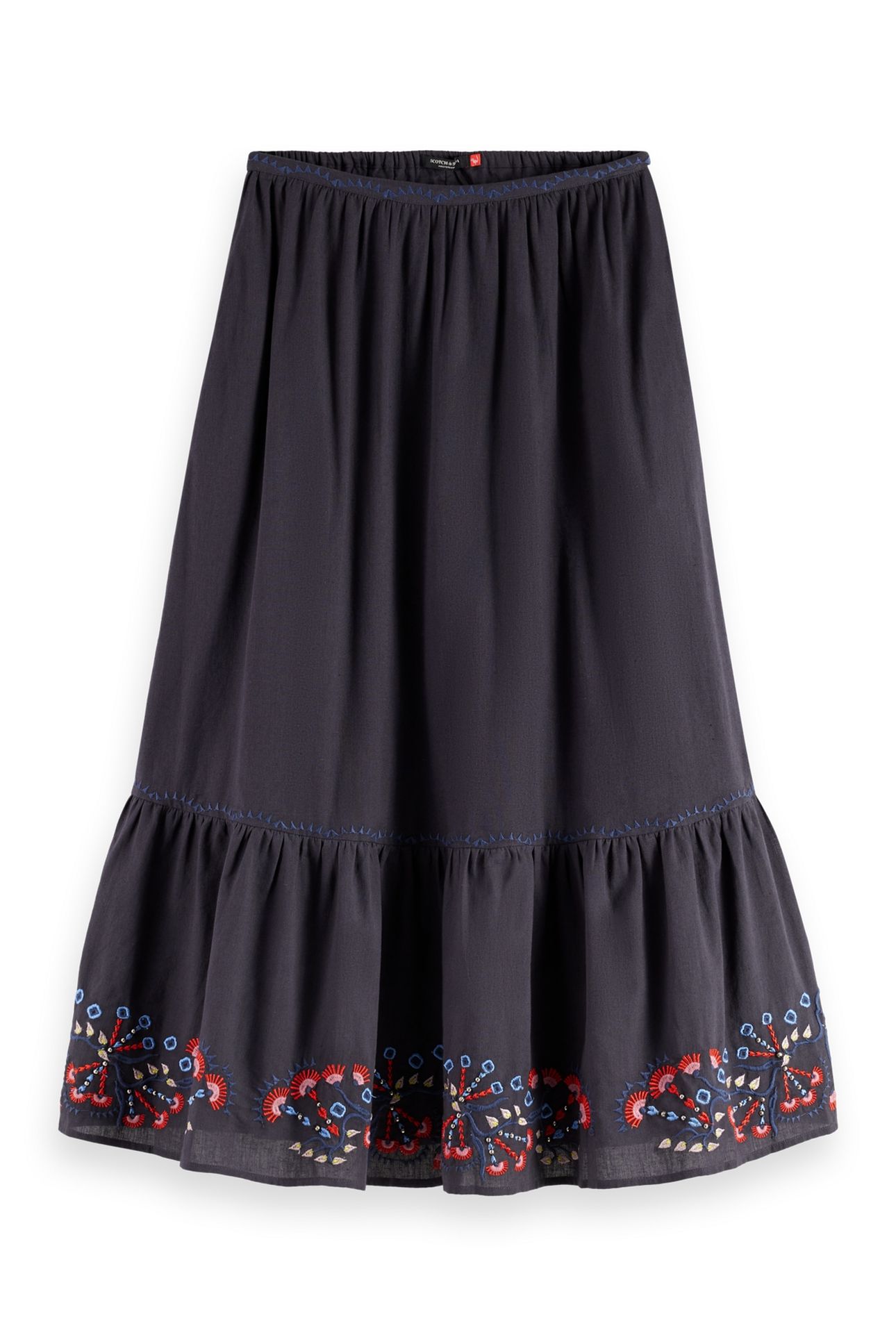 EMBROIDERED MAXI SKIRT CHARCOAL ART 5