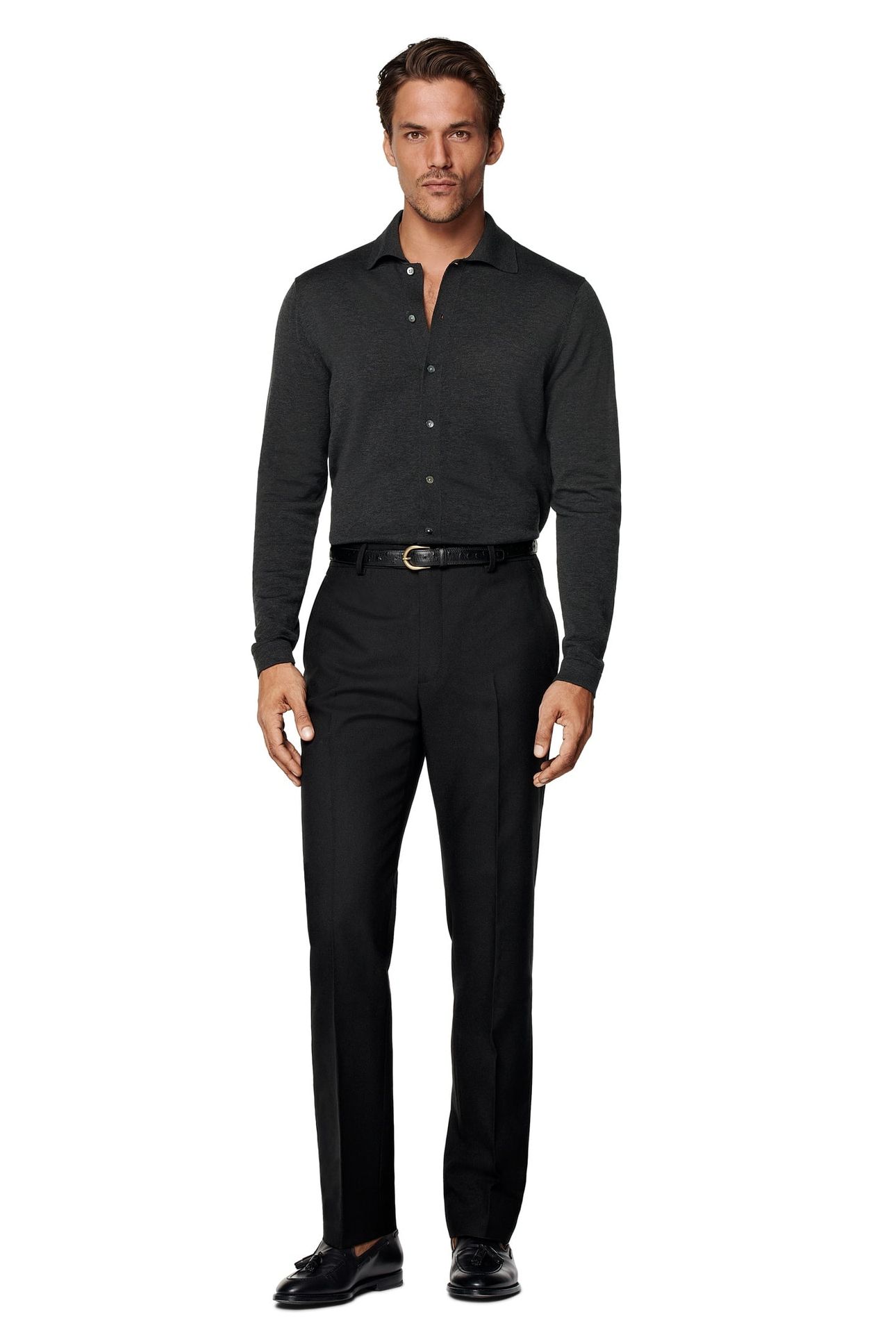 LS POLO CARDIGAN POLO DARK GREY 2