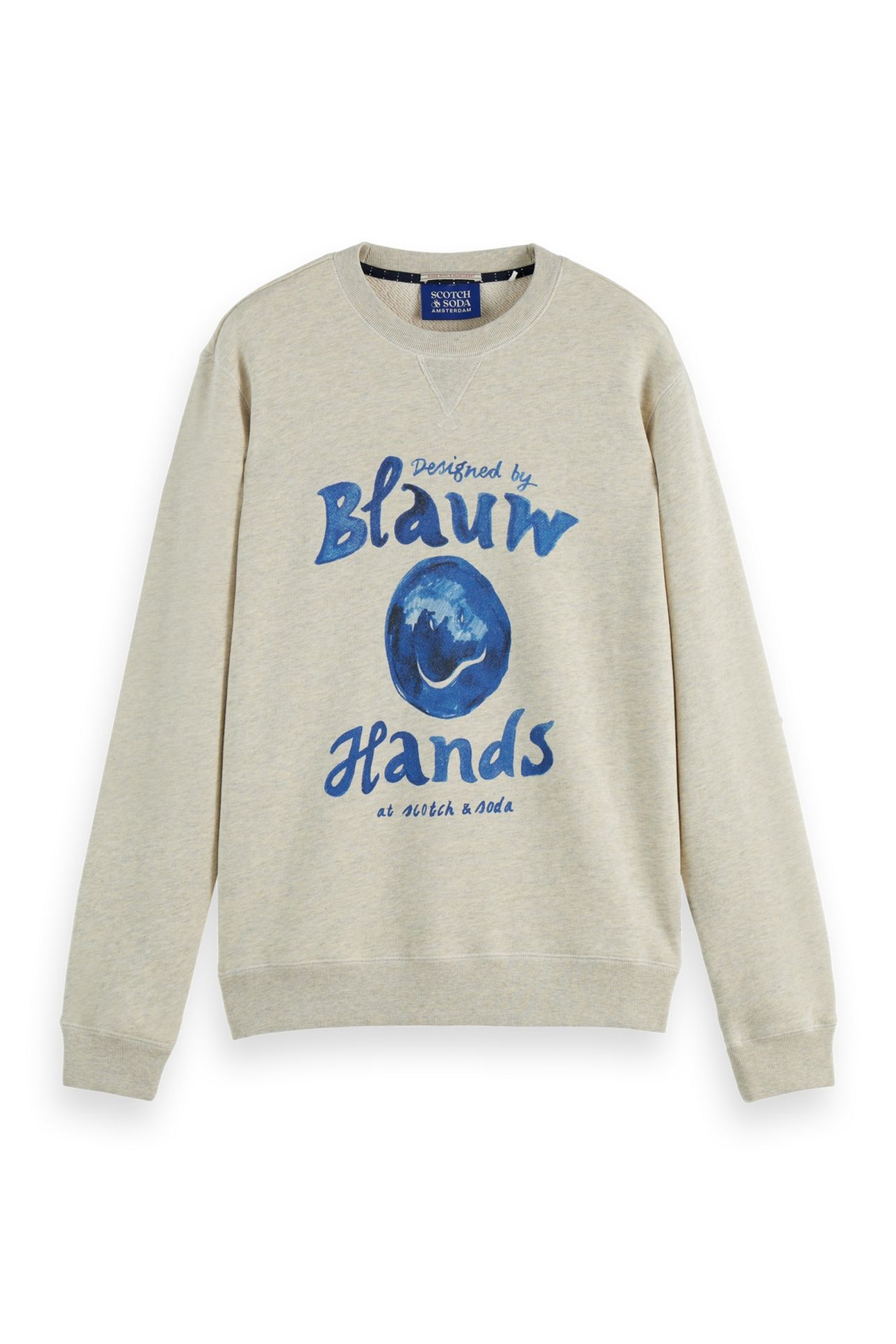 DENIM WASHED ARTWORK SWEATSHIRT ECRU MELANGE 1