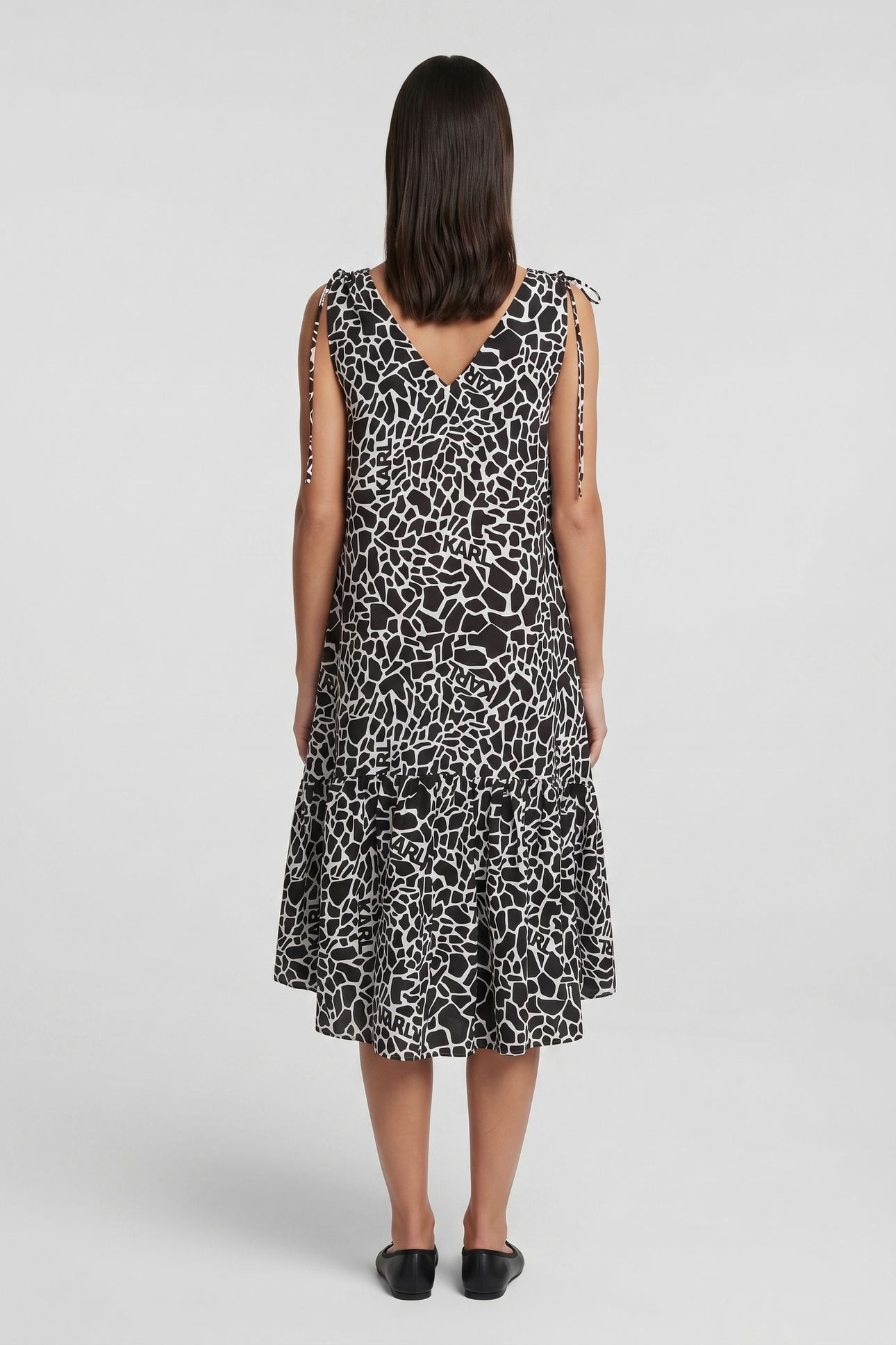 LINEN BLEND DRESS GIRAFFE BLACK/WHITE 2