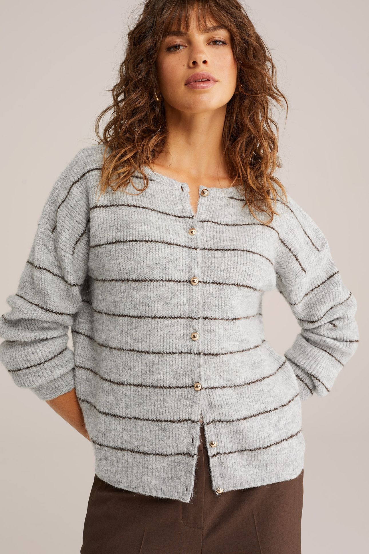KNITTED CARDIGAN BLENDED LIGHT GREY 2