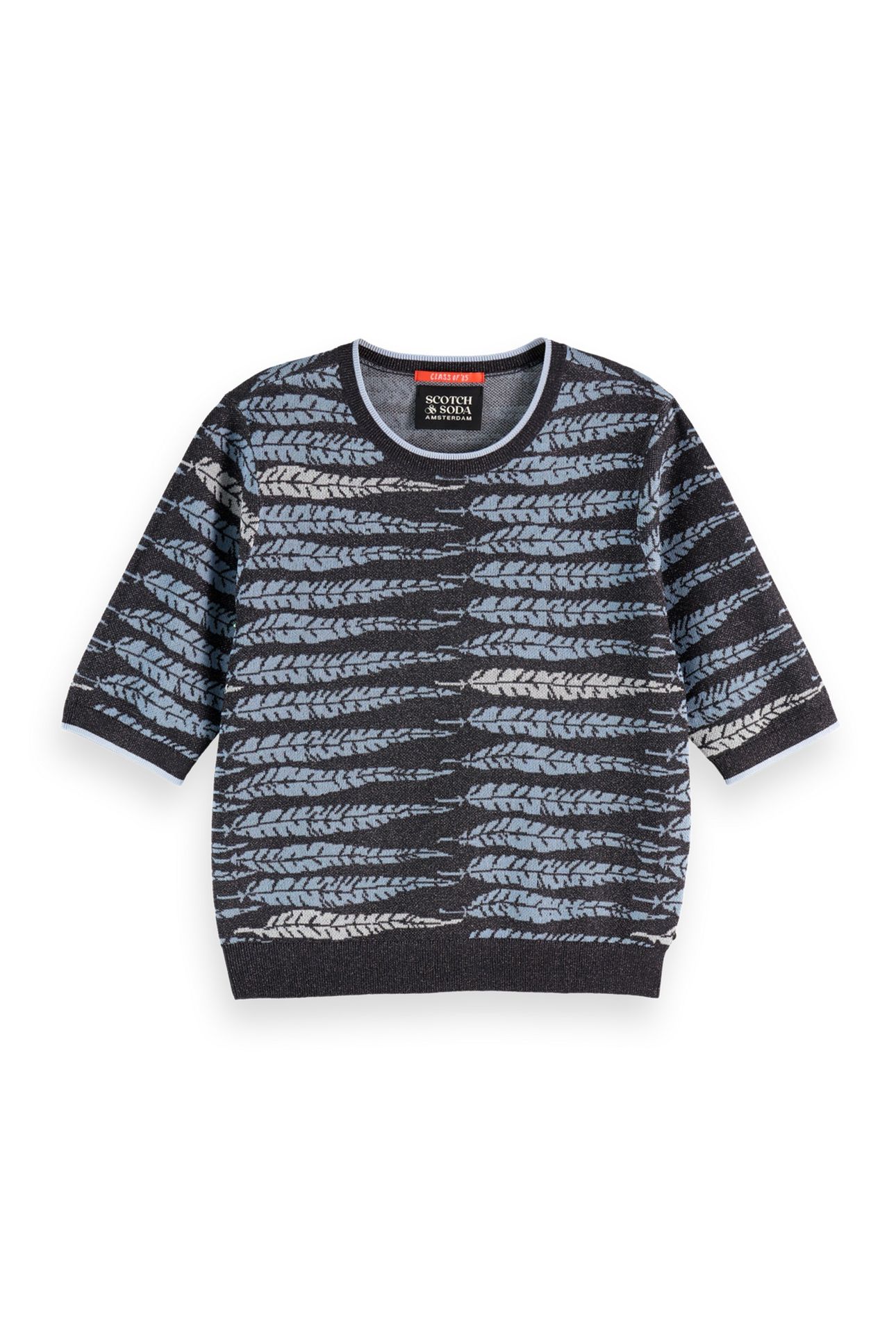 LUREX JACQUARD KNITTED TEE CHARCOAL ART 4