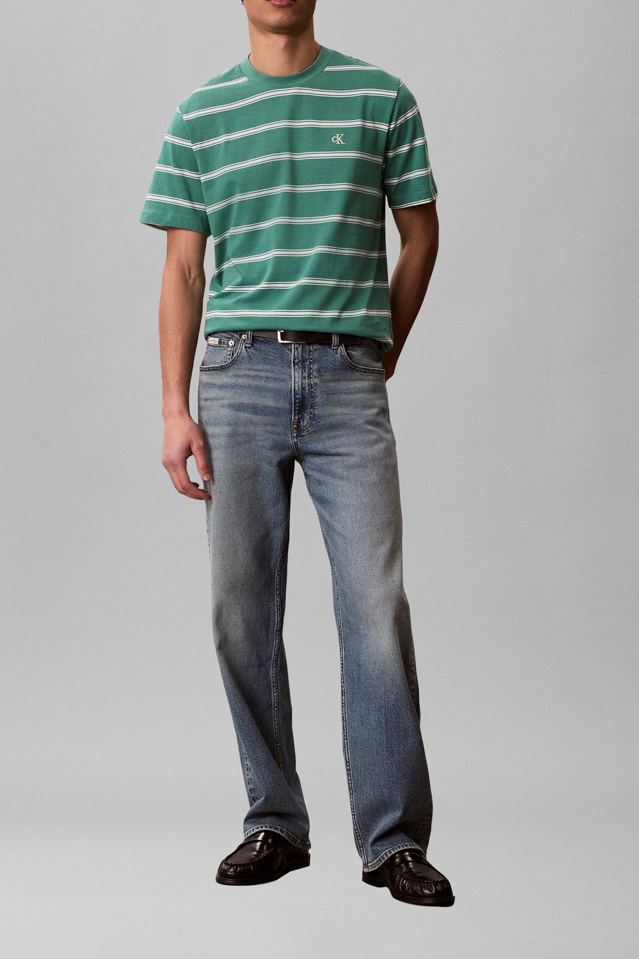 SS EASY STRIPE CREWNECK WILD GREEN 3