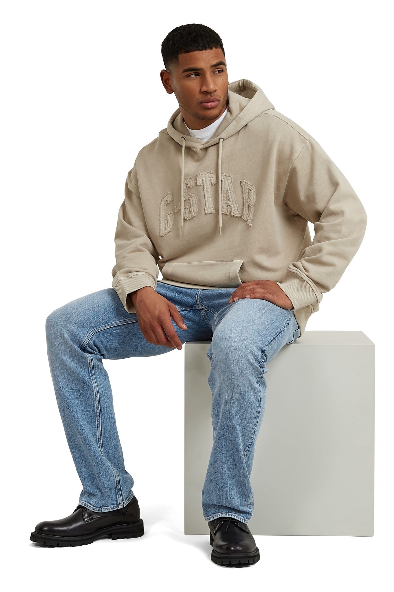 APPLIQUE RELAXED HOODIE BRICK 2