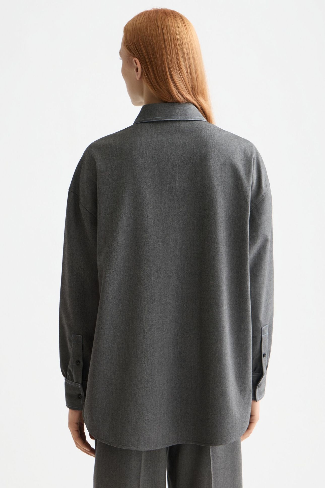 GIRLFRIEND HERRINGBONE SHIRT GREY BLACK HERRINGBONE 6
