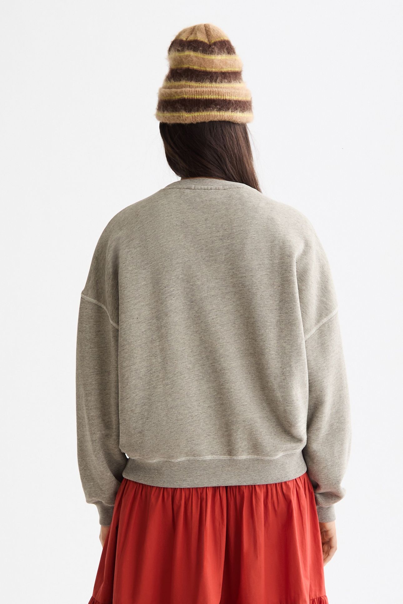 WASHED OVERSIZED FIT SWEATSHIRT WITH GRAPHIC GREY MELANGE 4