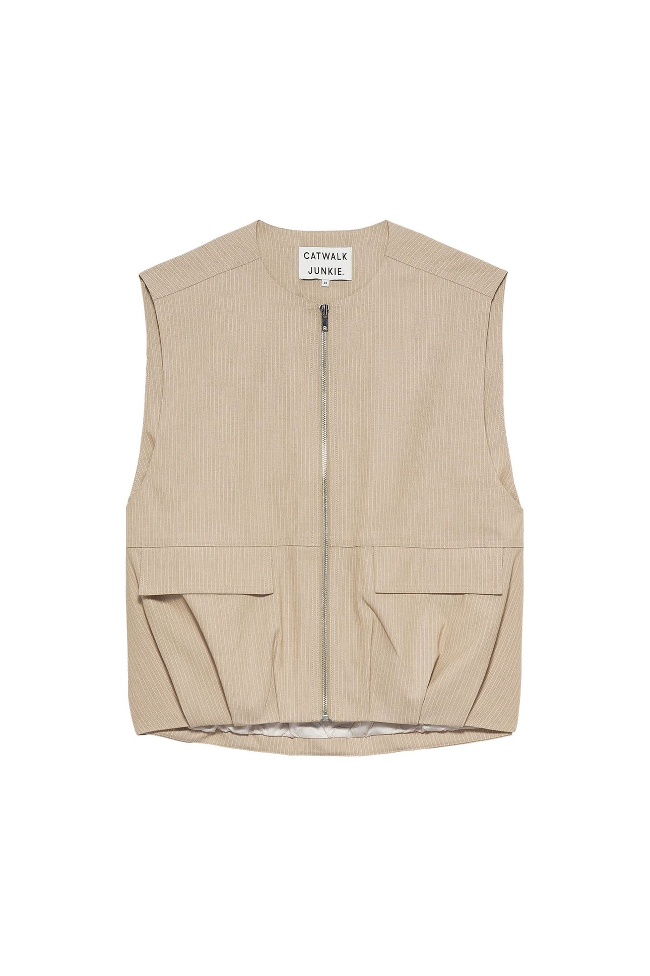 PINSTRIPE BODYWARMER CEMENT 4