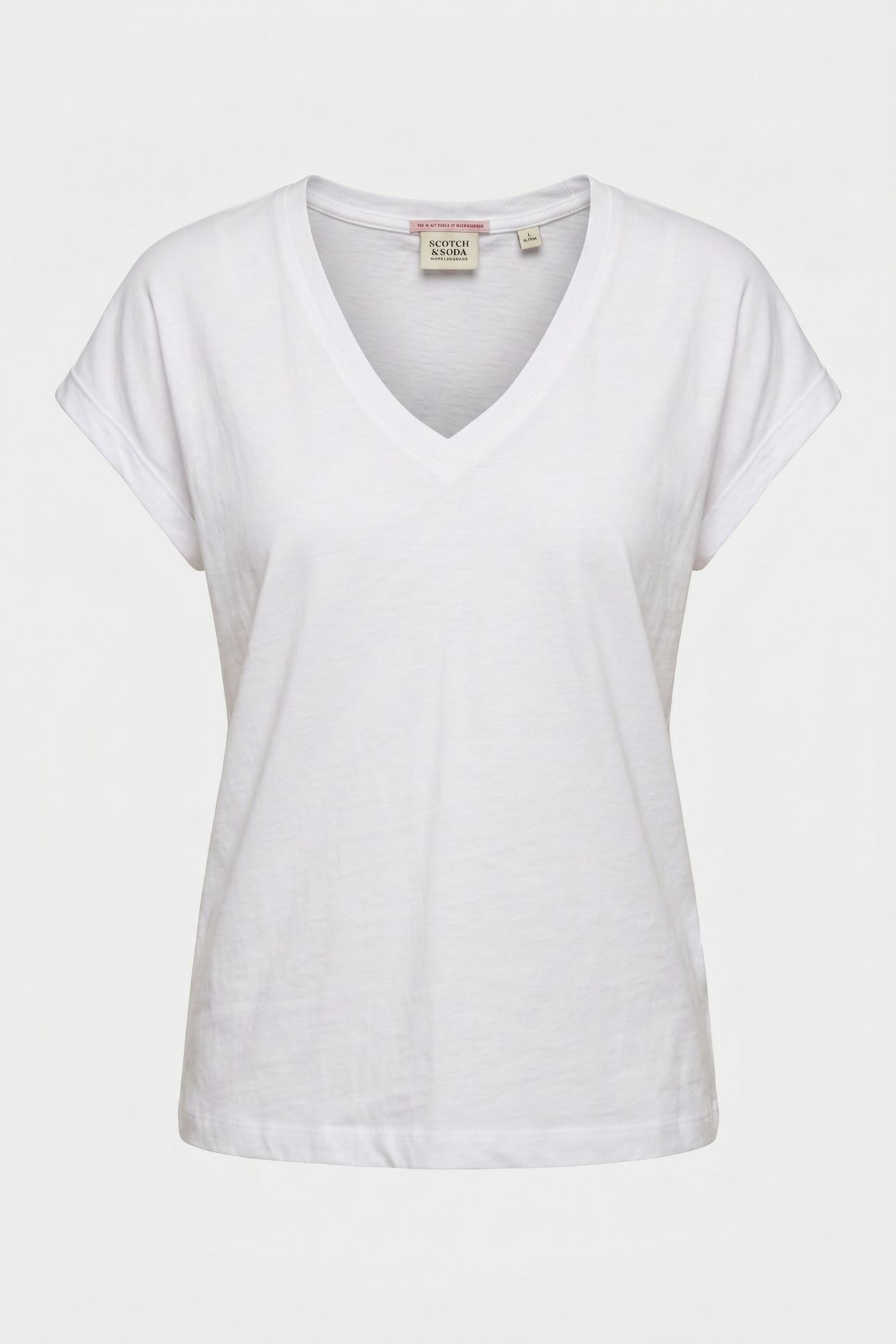SLUB V-NECK T-SHIRT WHITE TRADITIONAL 3
