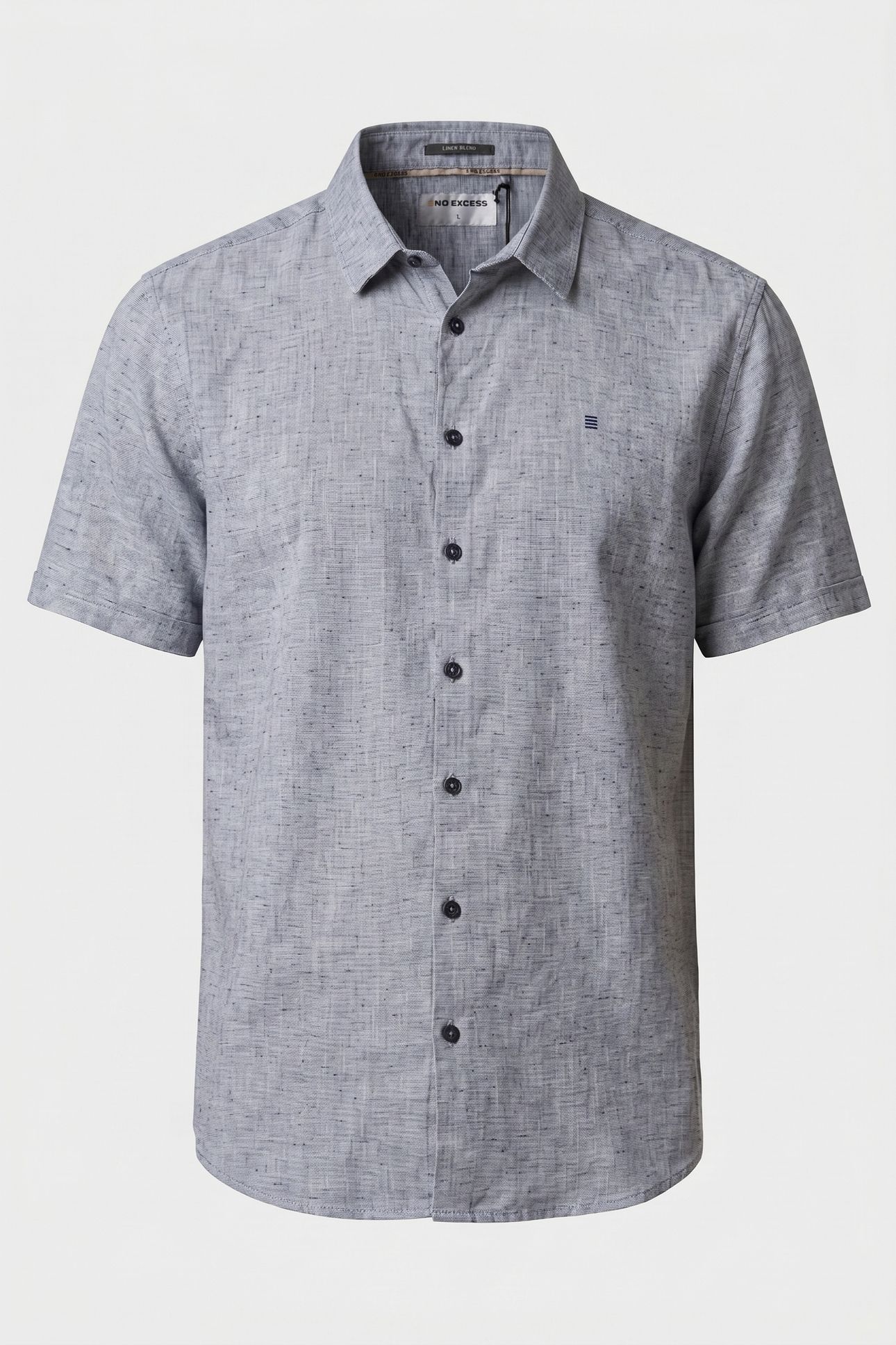 SHIRT SHORT SLEEVE 2 COLOURED MELANGE WITH LINEN INDIGO BLUE 3