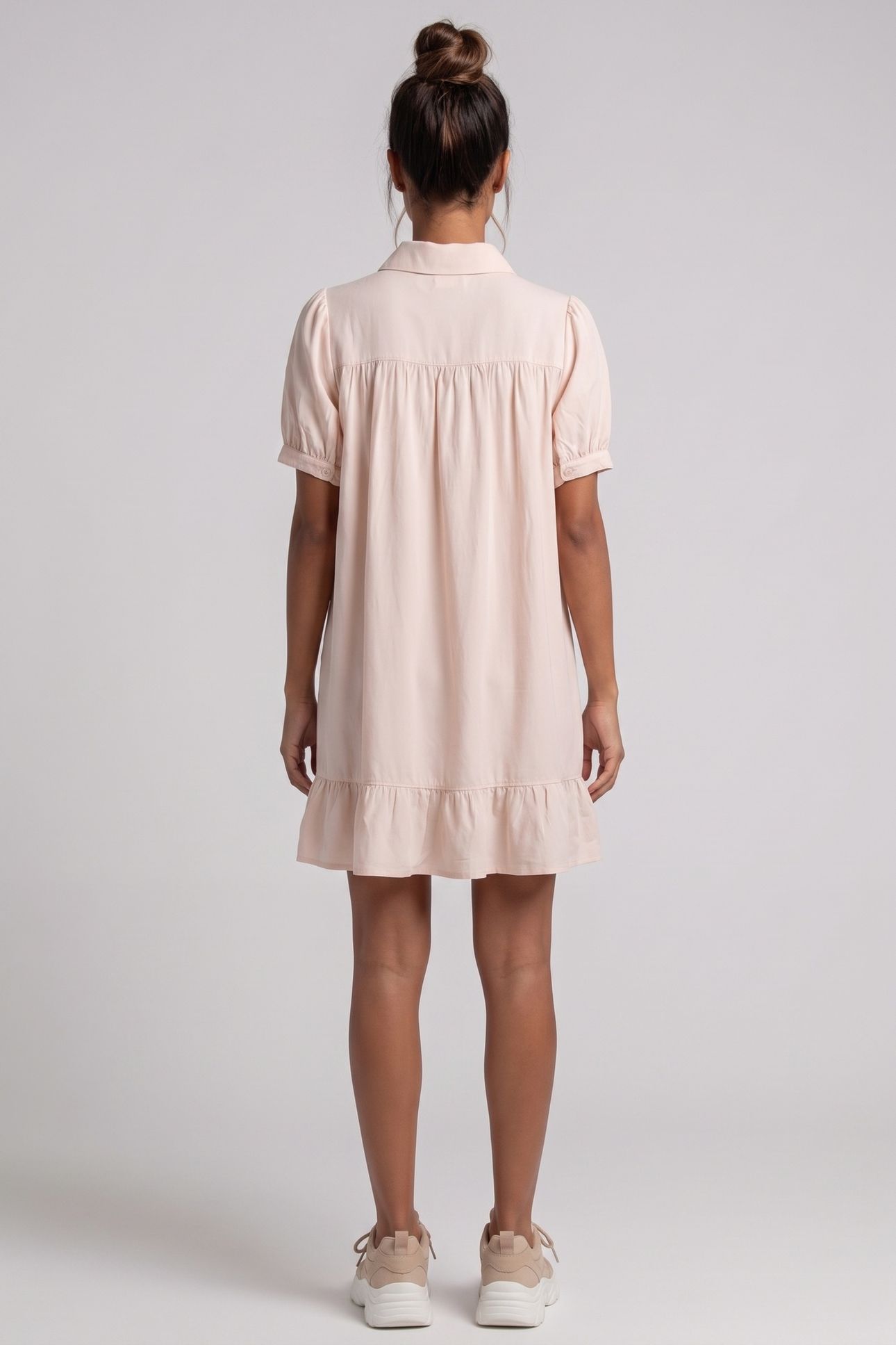 LINEN SHORT DRESS LIGHT PINK 2