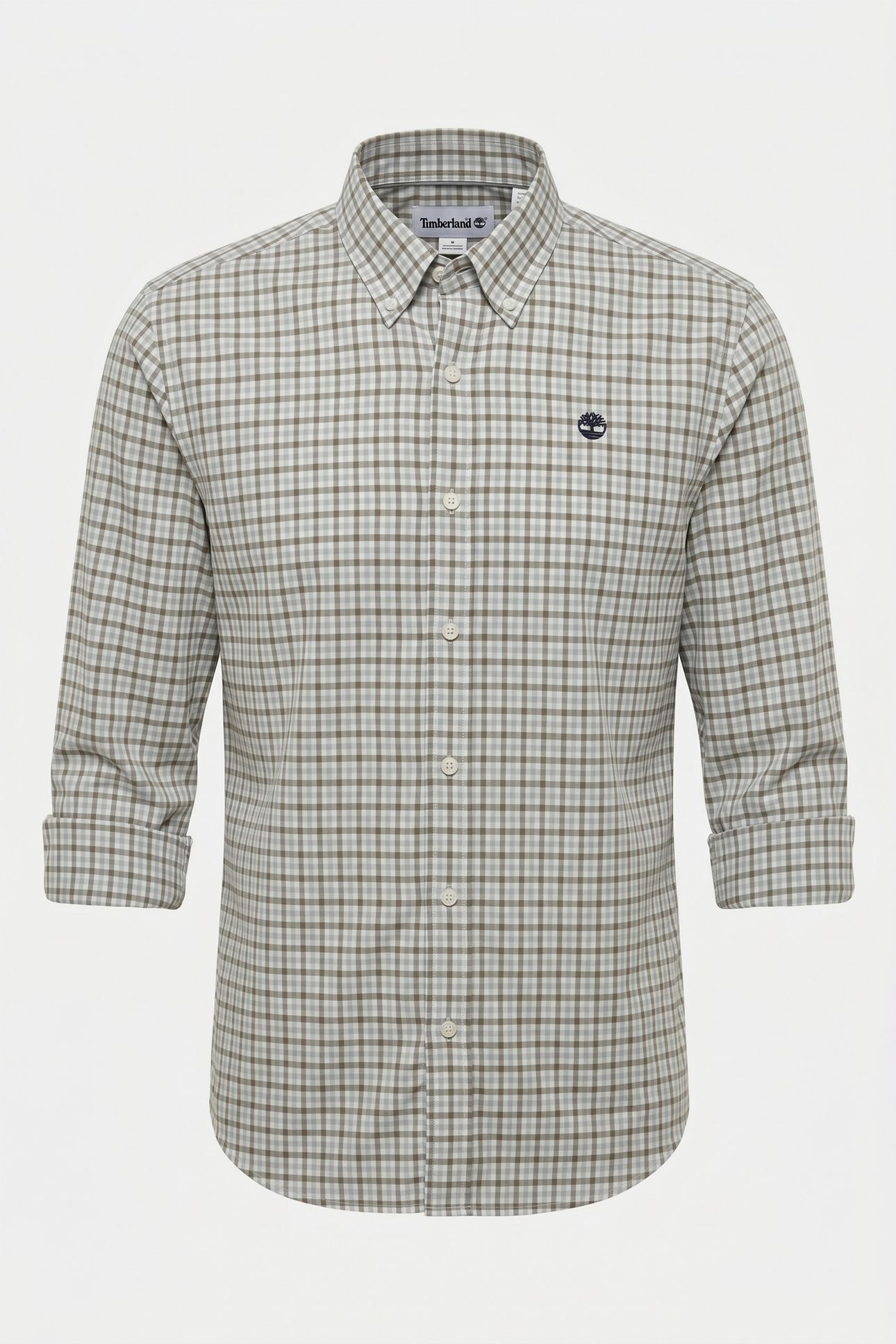 STRETCH POPLIN GINGHAM SHIRT SILVER BLUE YD 5