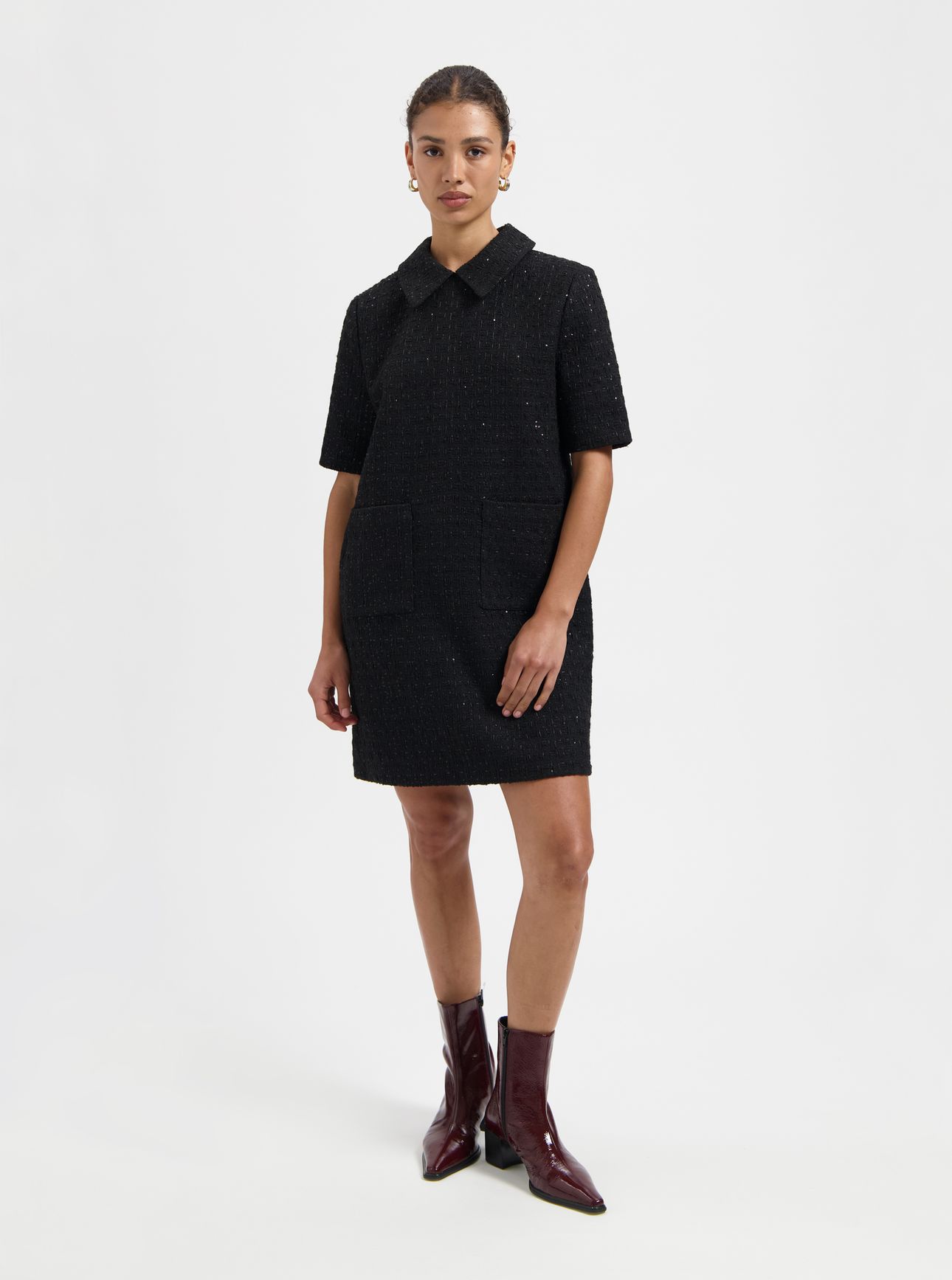NOUS SOMMES LABELS – EFFIE TWEED DRESS BLACK 1