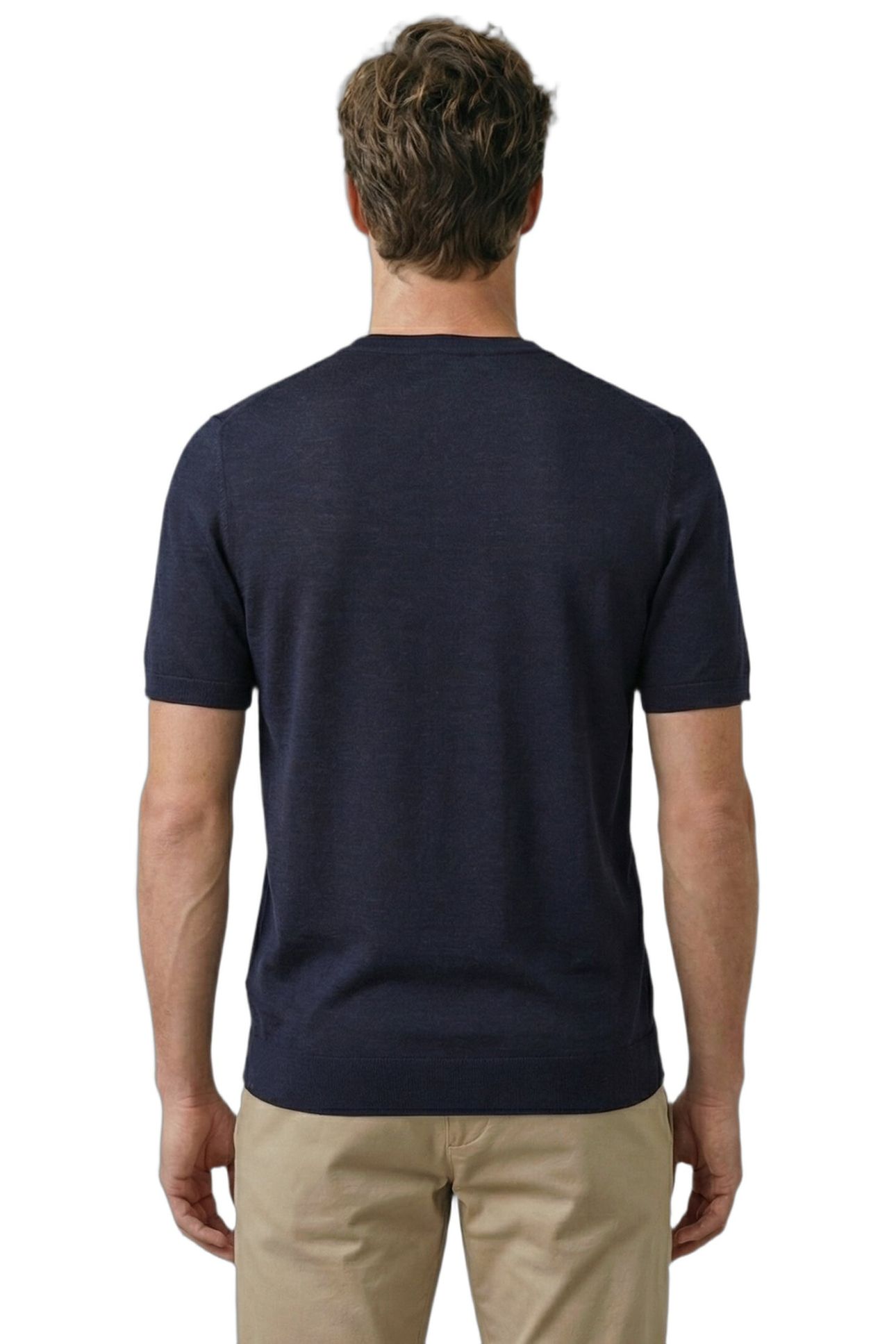 EXTRA FINE MERINO T-SHIRT NAVY 2