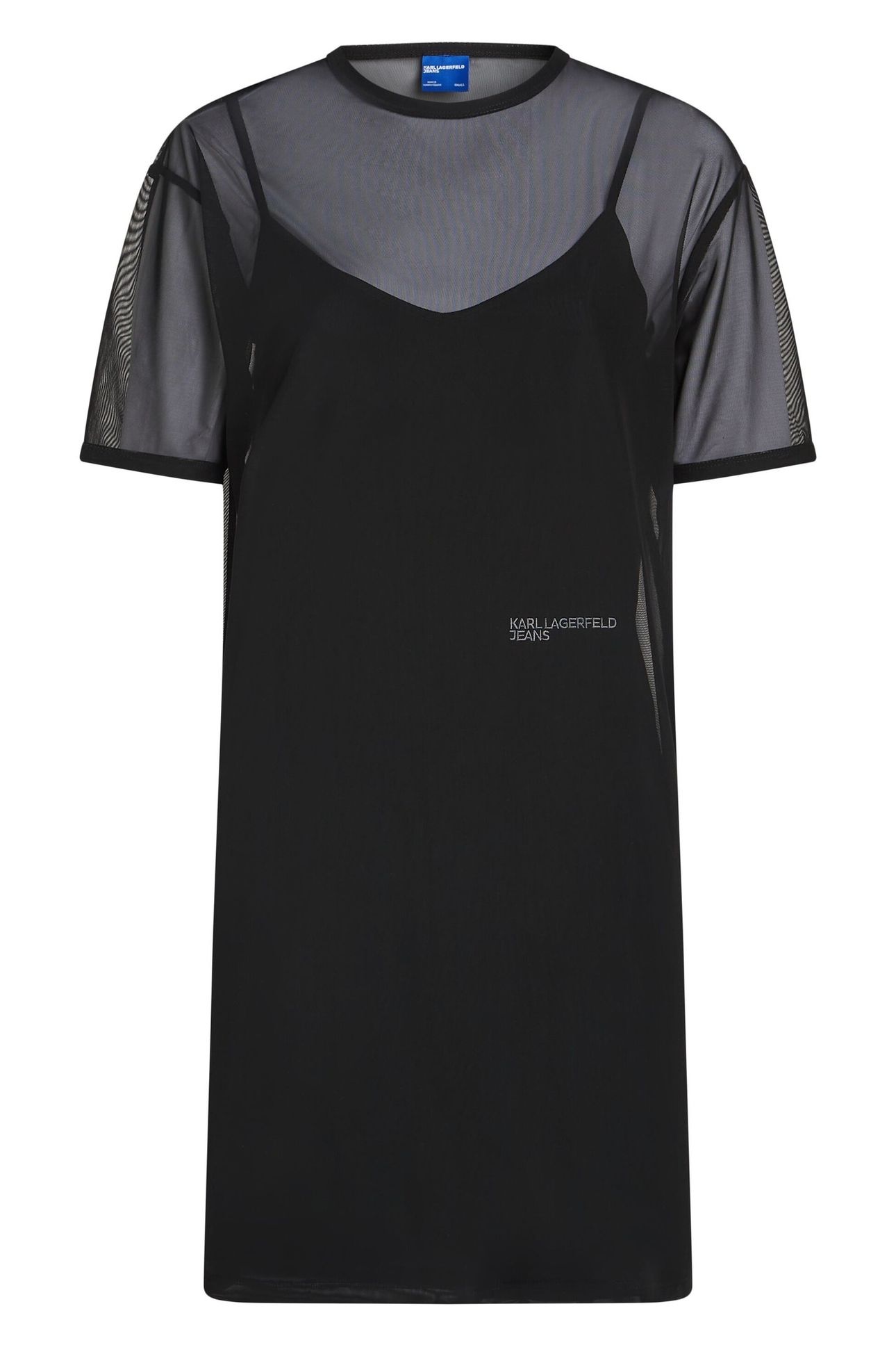 JERSEY X MESH DRESS BLACK 5
