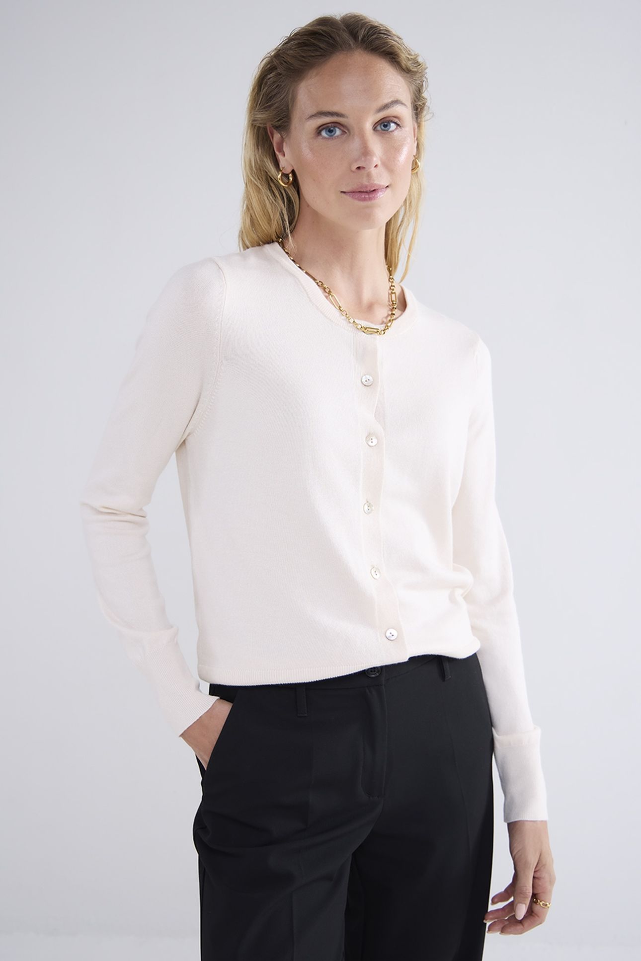 SHORT CARDIGAN SOFT VISCOSE POLYAMIDE KNIT IVORY 1