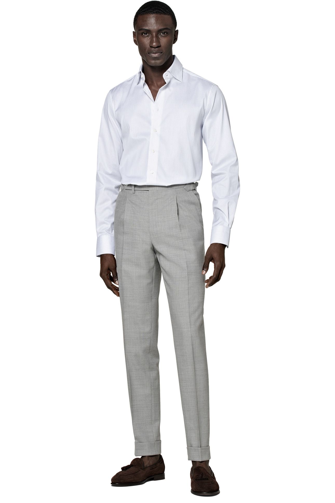 TRAVELLER PINSTRIPE FORMAL SHIRTS WHITE 4