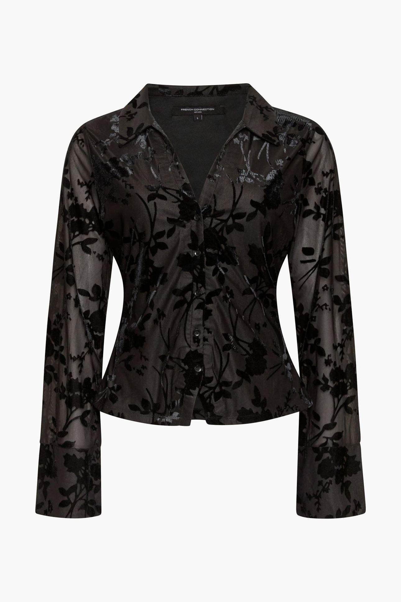 IDINA BURNOUT L/S COLLAR TOP BLACK/BLACK 3