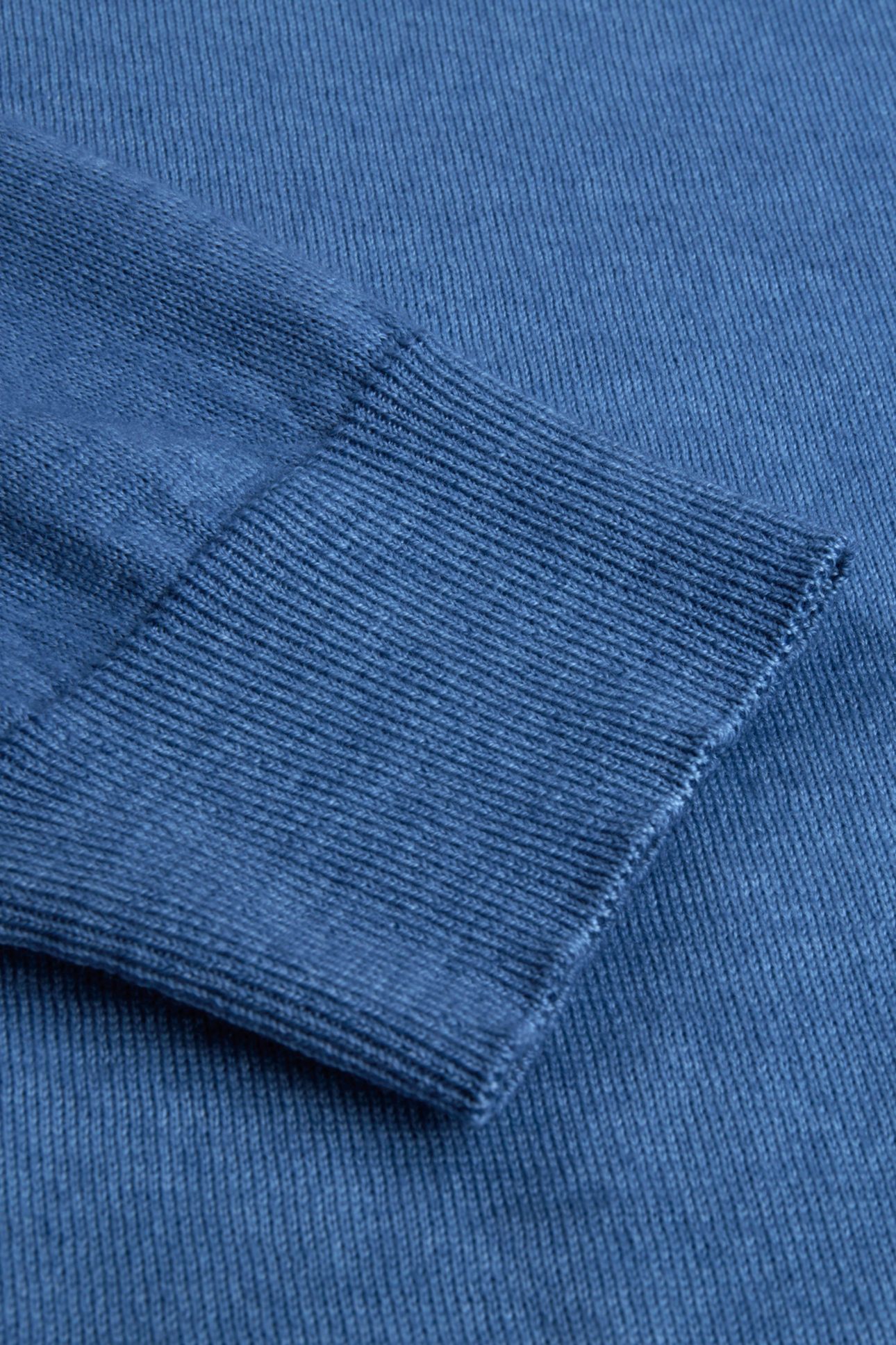 SWEATER KNITTED CREW NECK GARMENT DYED MERINO WOOL BLUE 4