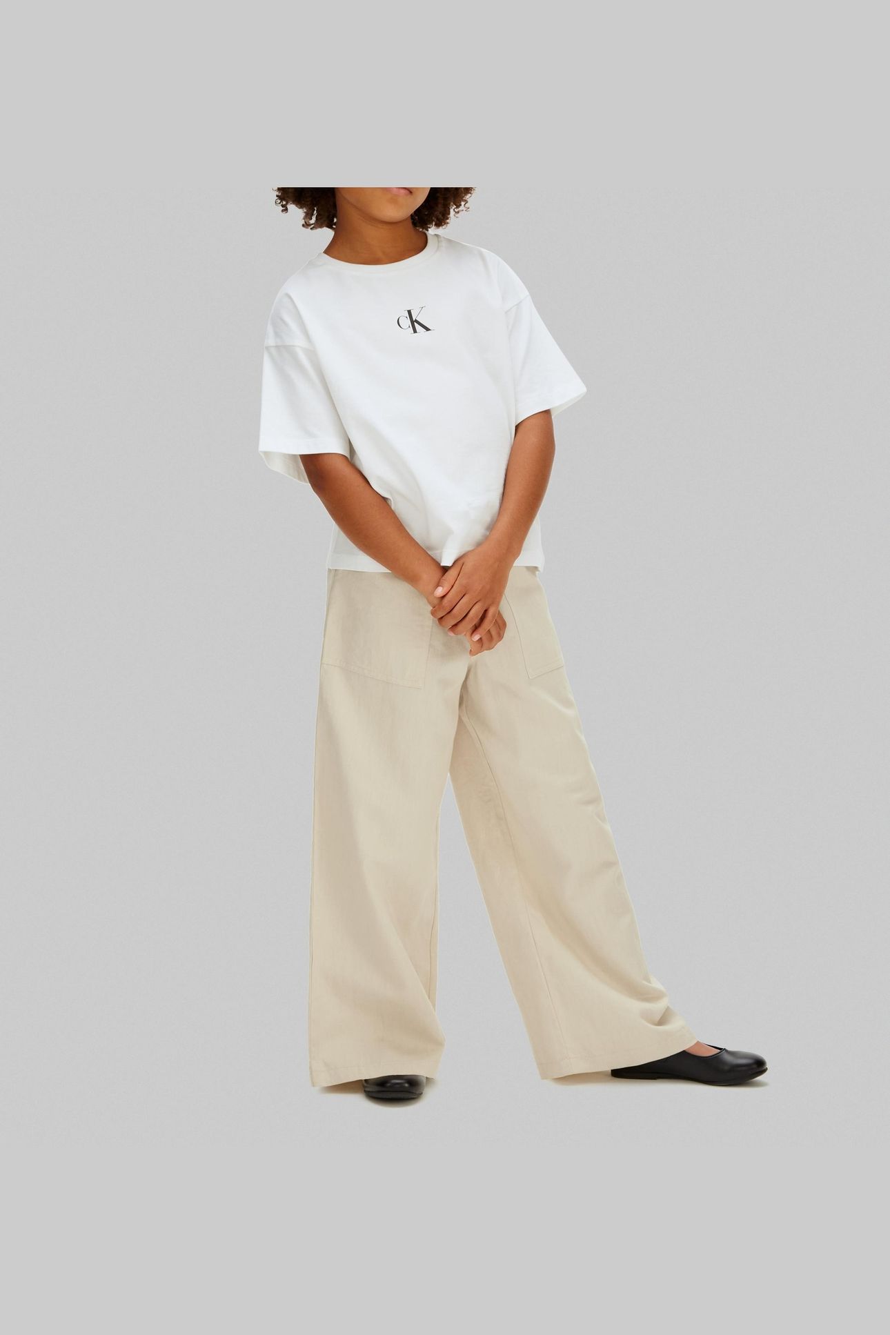 GIRLS WIDE LEG LINEN PANTS OATMEAL 2