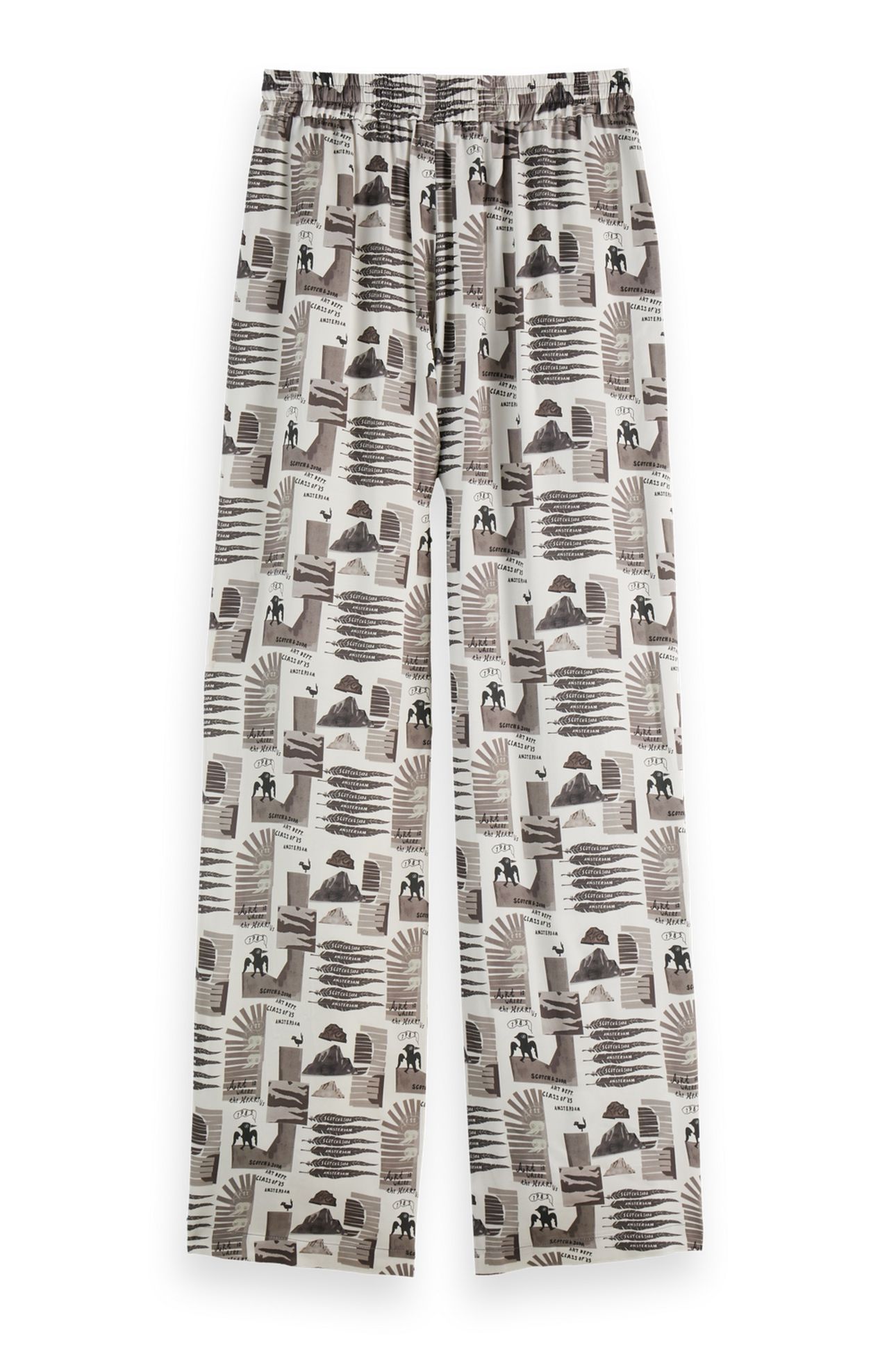GIA - MID RISE WIDE LEG ELASTICATED TROUSERS ART DEPT COLLAG 4
