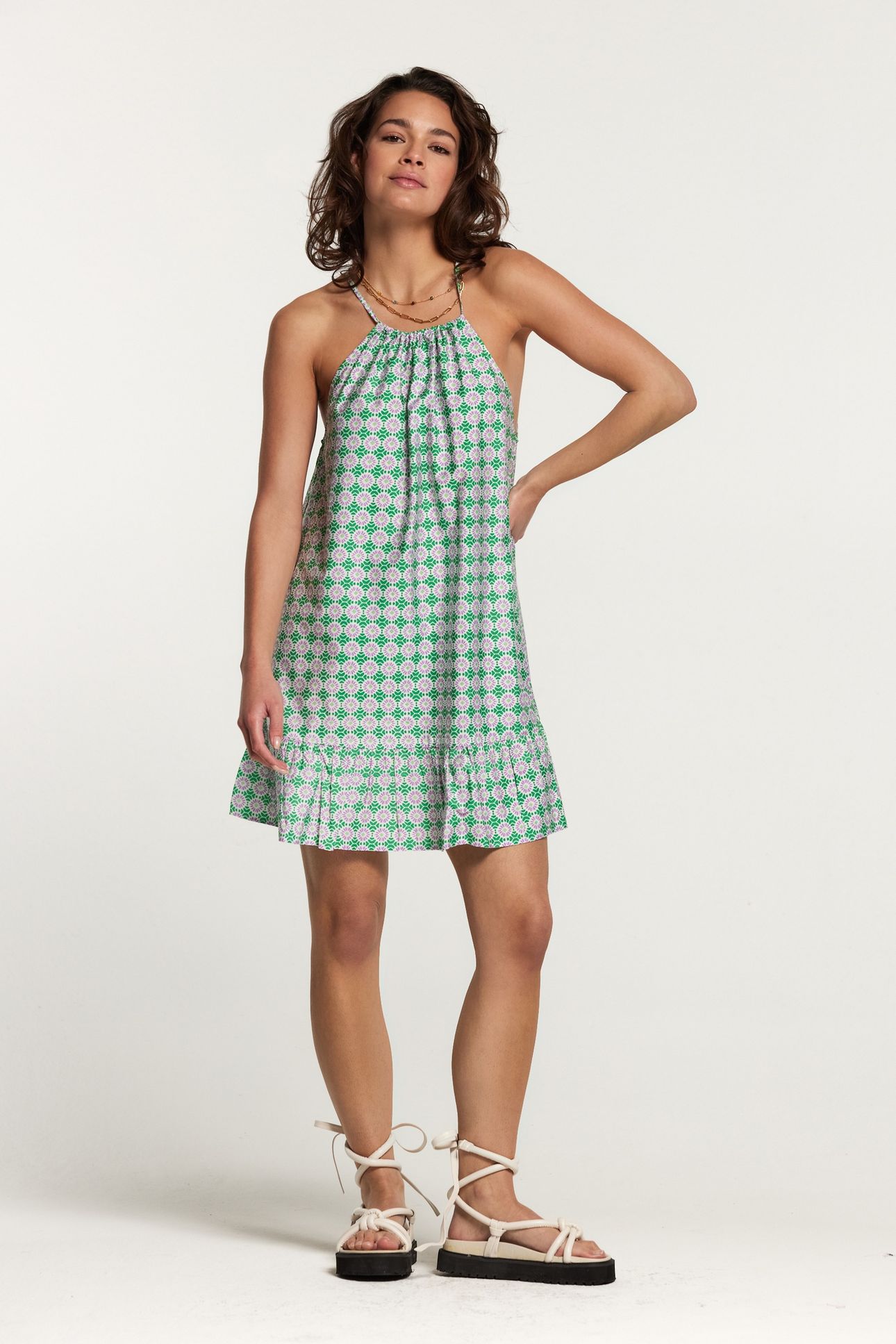 MEDELLIN DRESS PORTO TILE FRESH GREEN 2