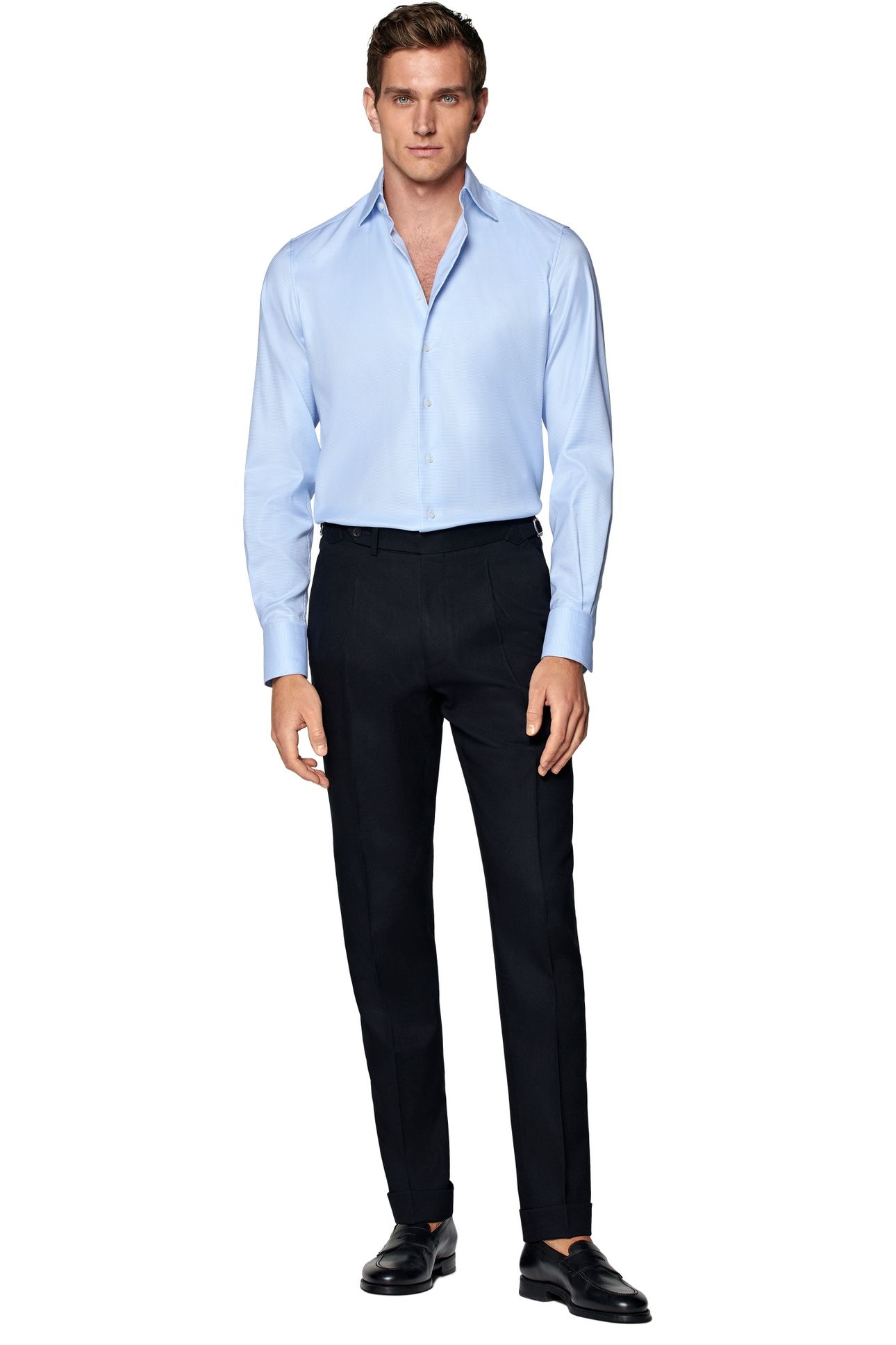 TRAVELLER L.BLUE HOUNDSTOOTH FORMAL SHIRTS LIGHT BLUE 3