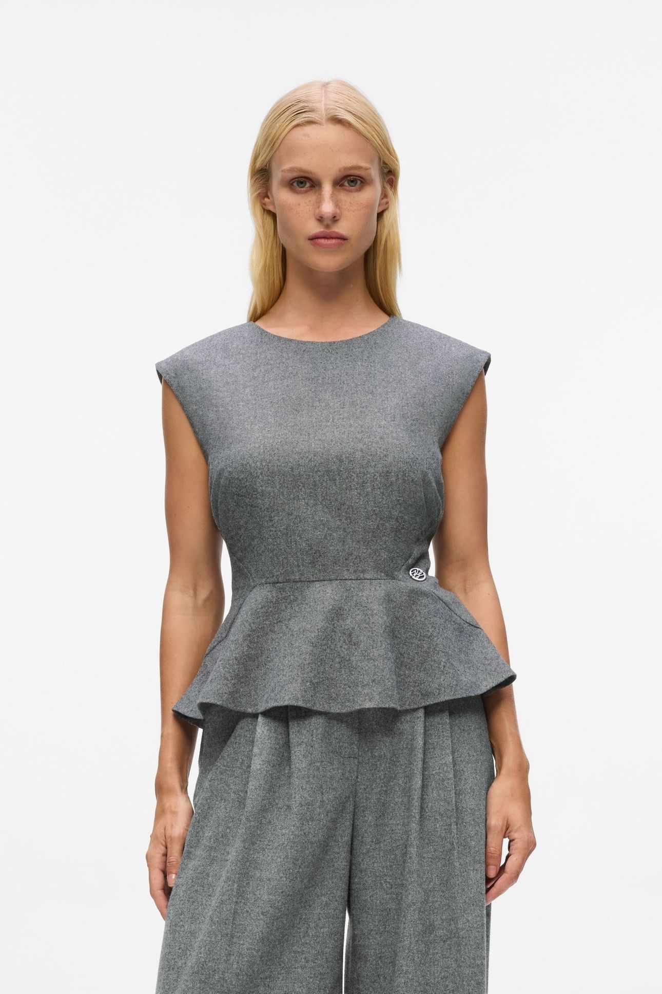 FLANNEL TOP MEDIUM GREY MELANGE 1