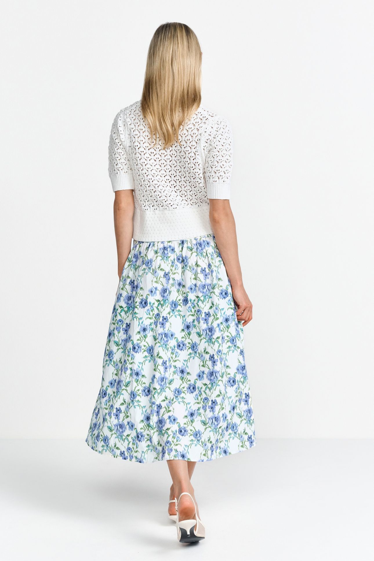 PRINTED COTTON MIDI SKIRT PALACE BLUE 3