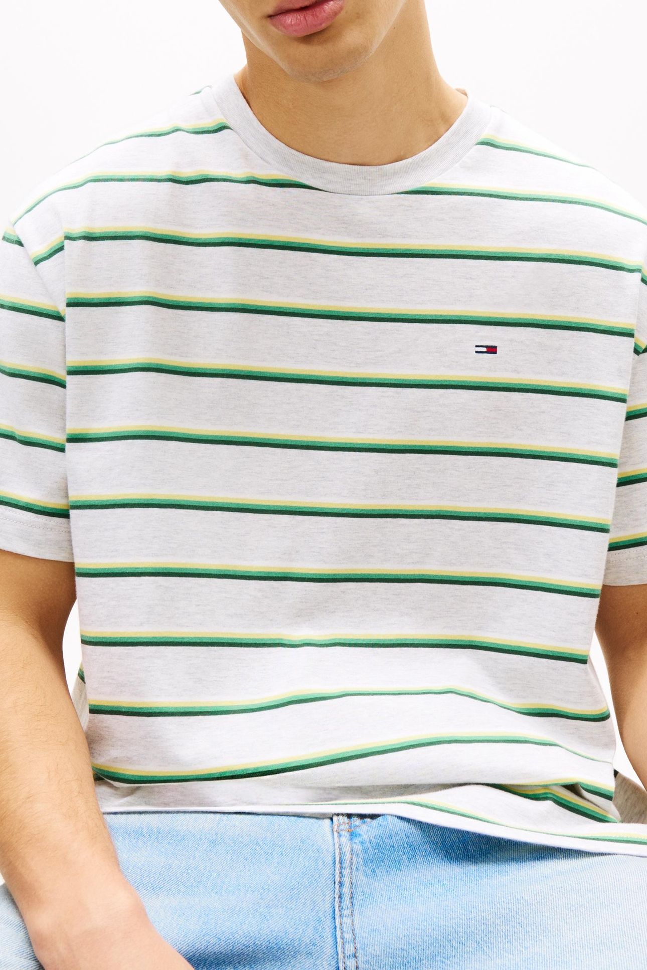 TJM RELAXED STRIPE SS TEE ICE GREY HEATHER STRIPE 5