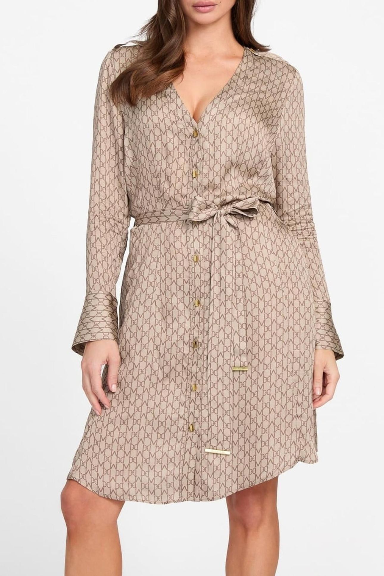 BRITNEY LS SHORT DRESS MONOGRAM COMBO VELVE 1