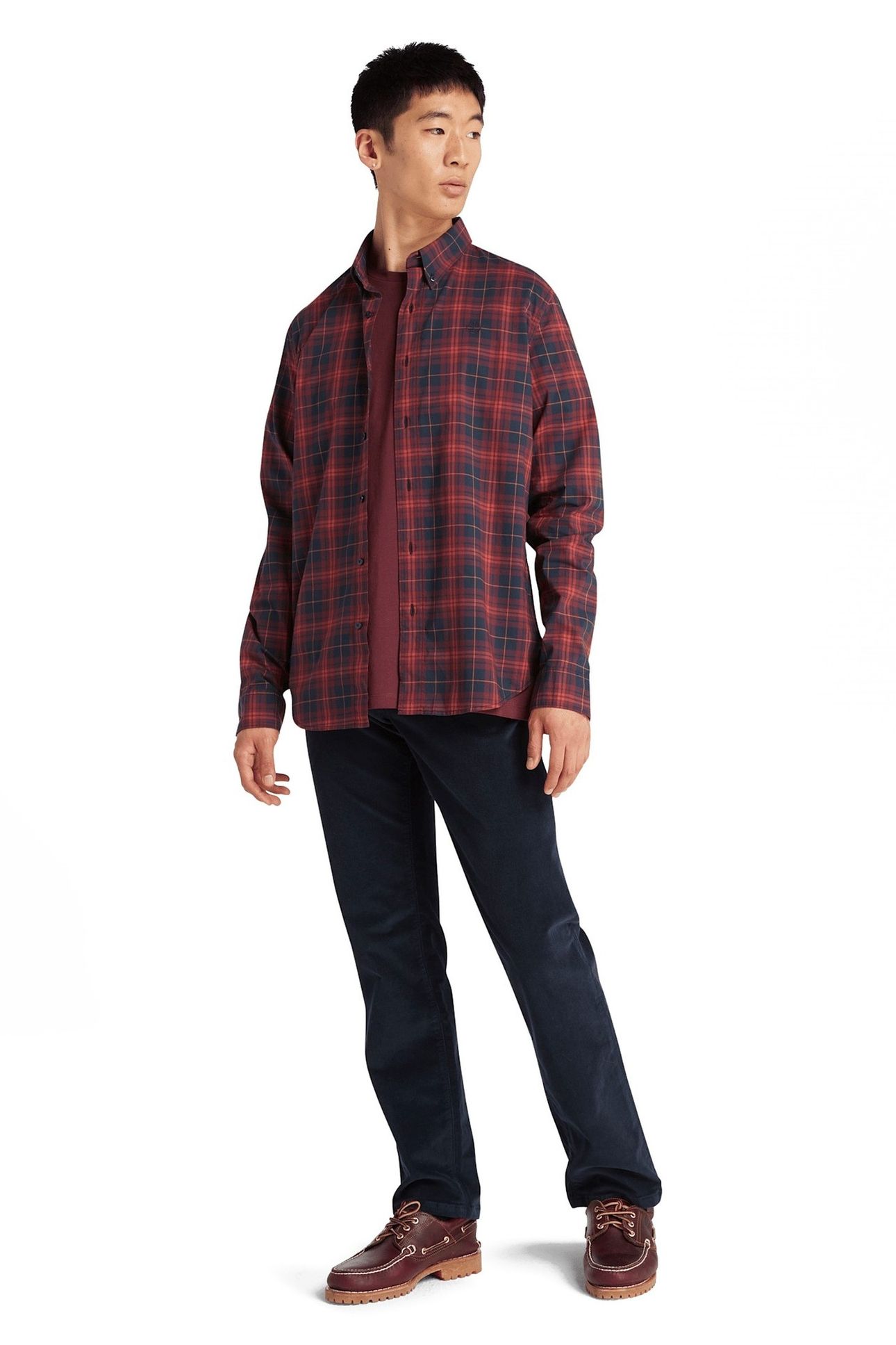 LS STRETCH POPLIN TARTAN SHIRT SLIM PORT ROYALE YD 1