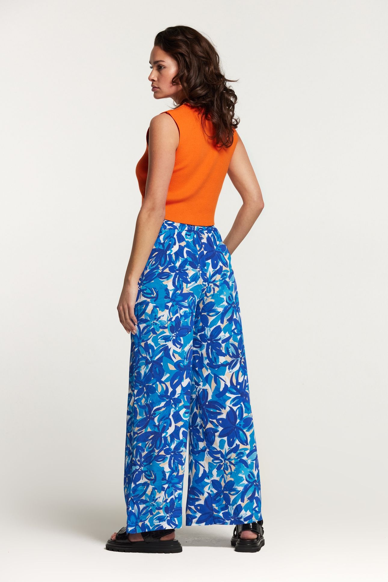 TOBAGO TROUSERS PAINTED FLOWER SPORTS BLUE 6
