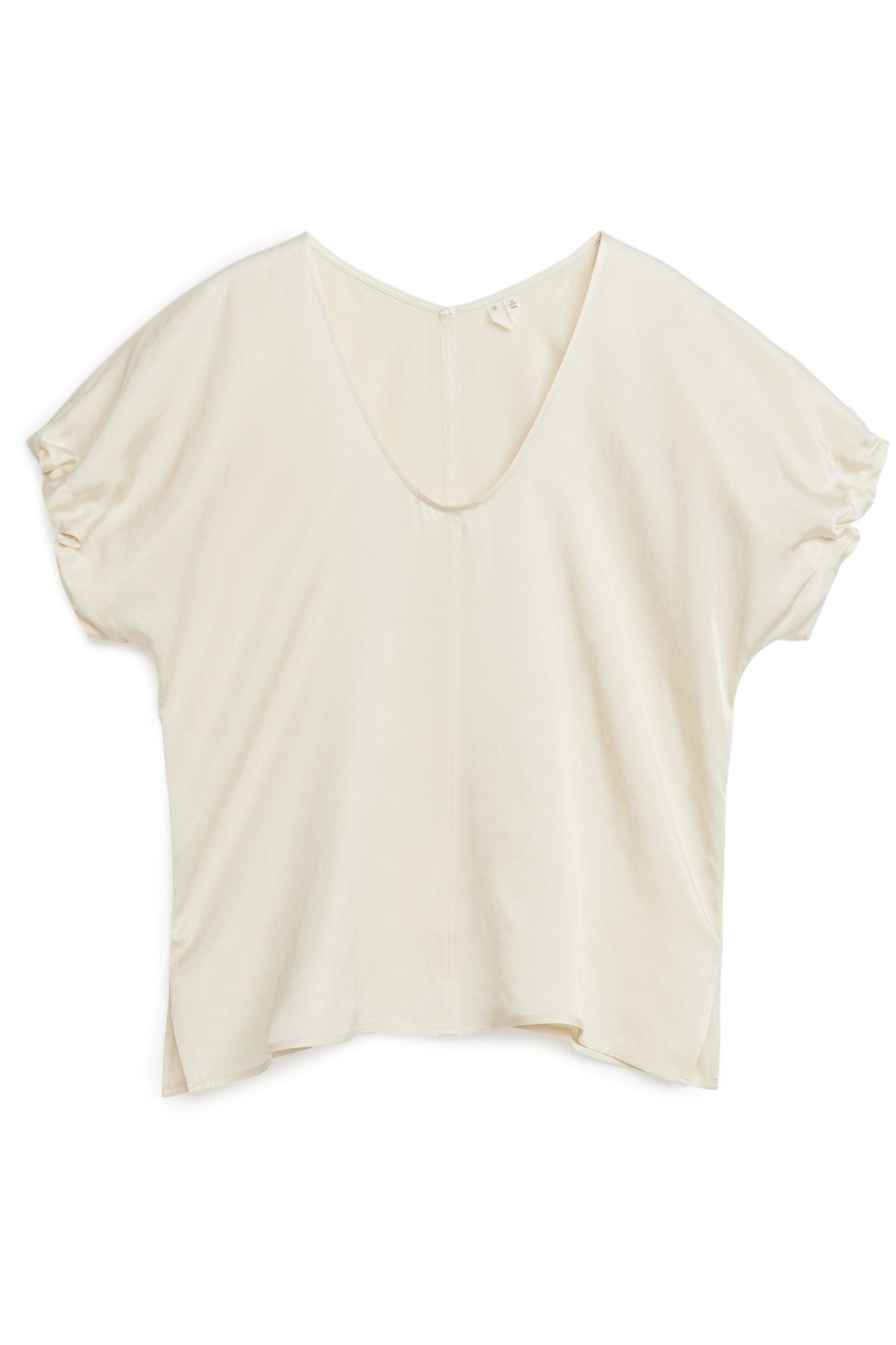 GARGANA GATHERED SLEEVE TOP BEIGE 3