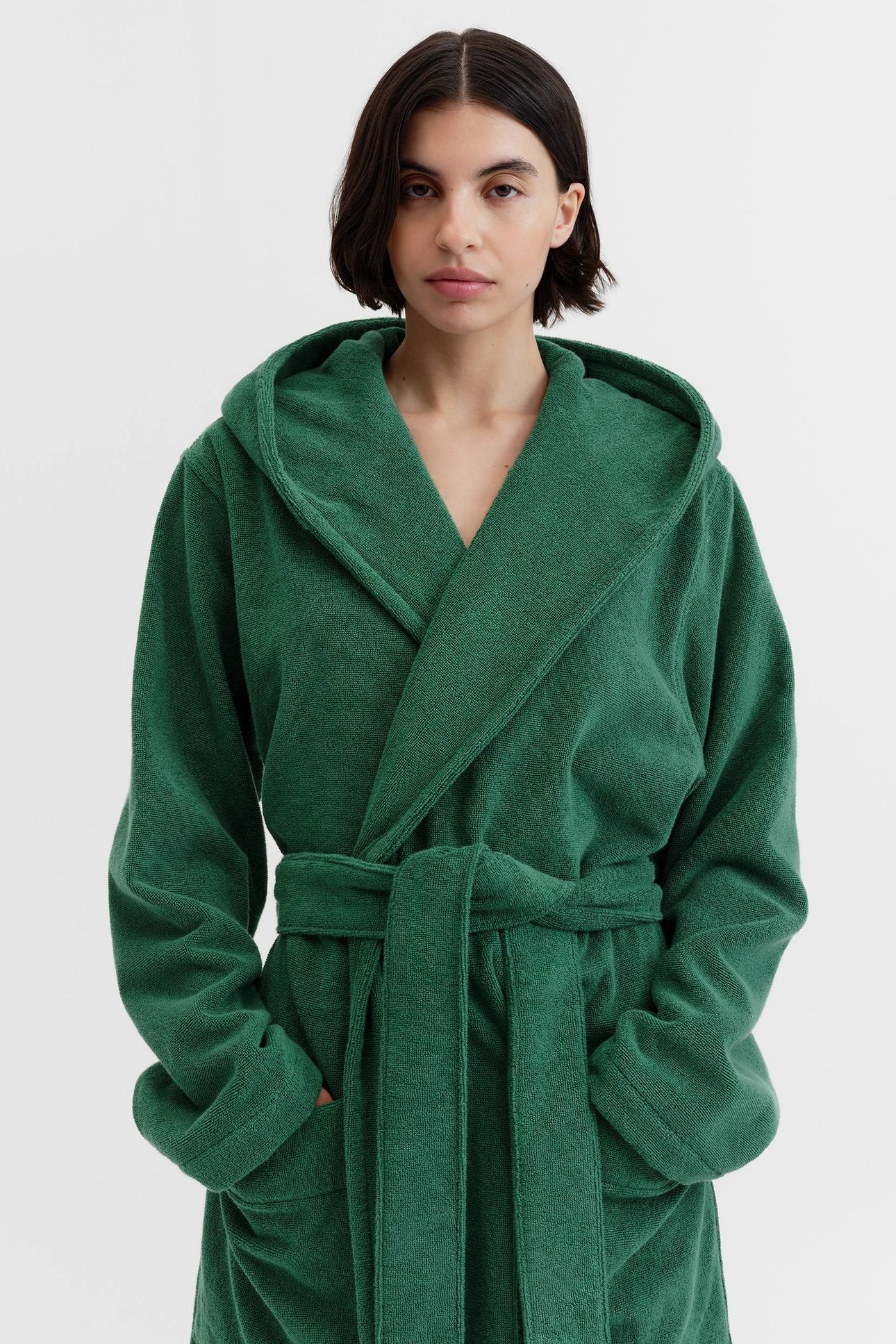 UNISEX HOODED BATHROBE TEAL GREEN 2