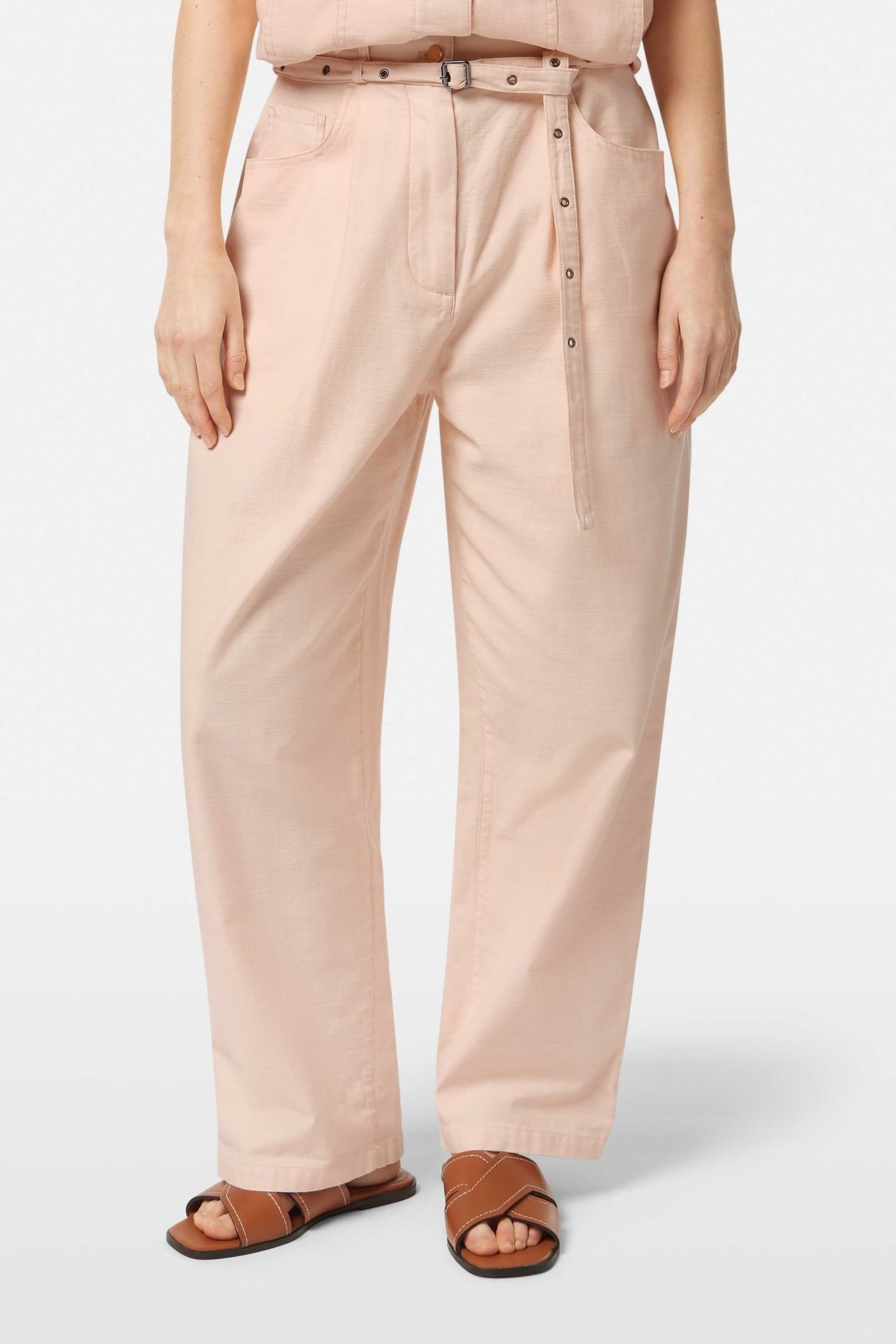 ASTER HIGH RISE WIDE LEG COTTON PANT POWDERED PEACH 1