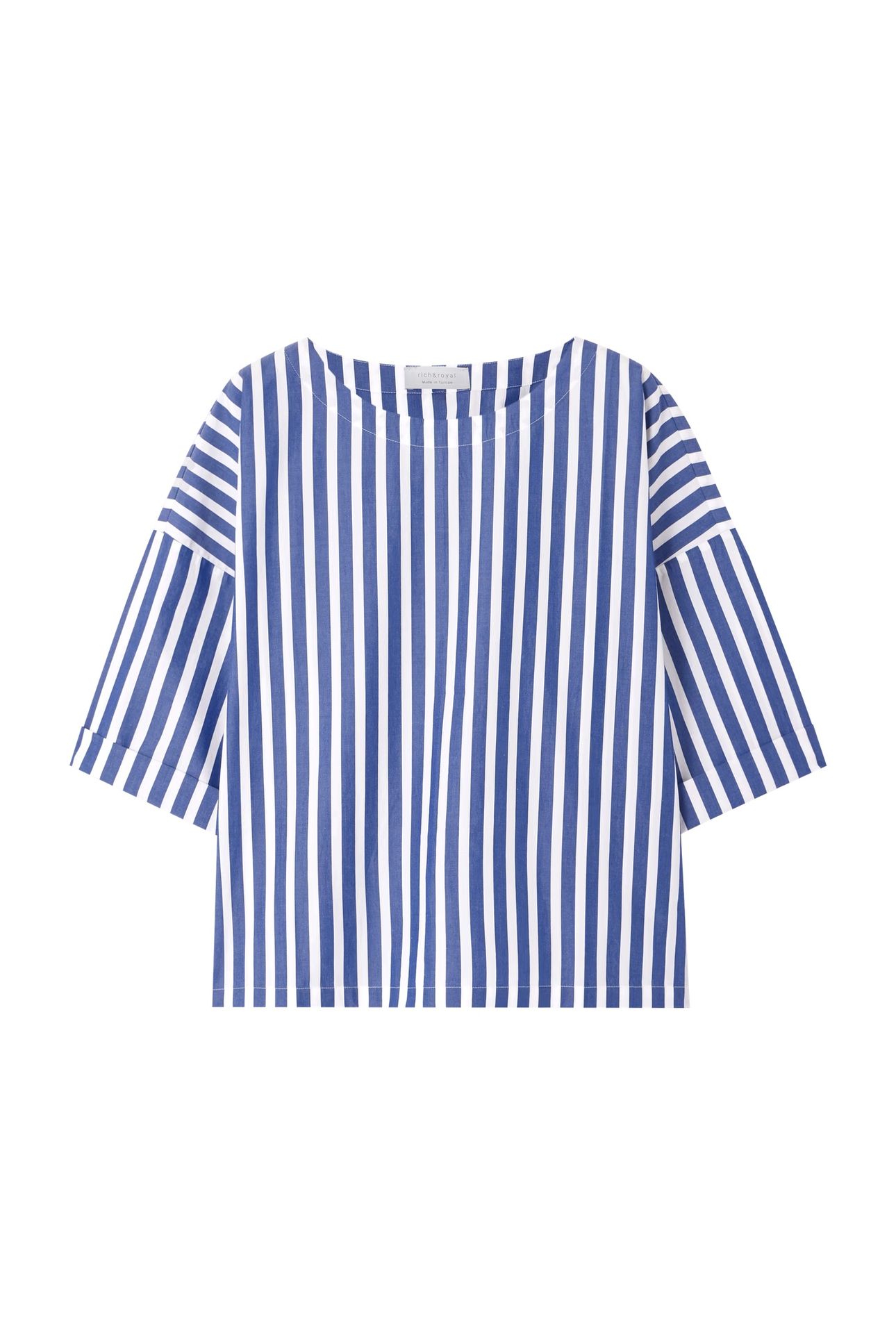 COTTON STRIPE BLOUSE MIDNIGHT BLUE 4