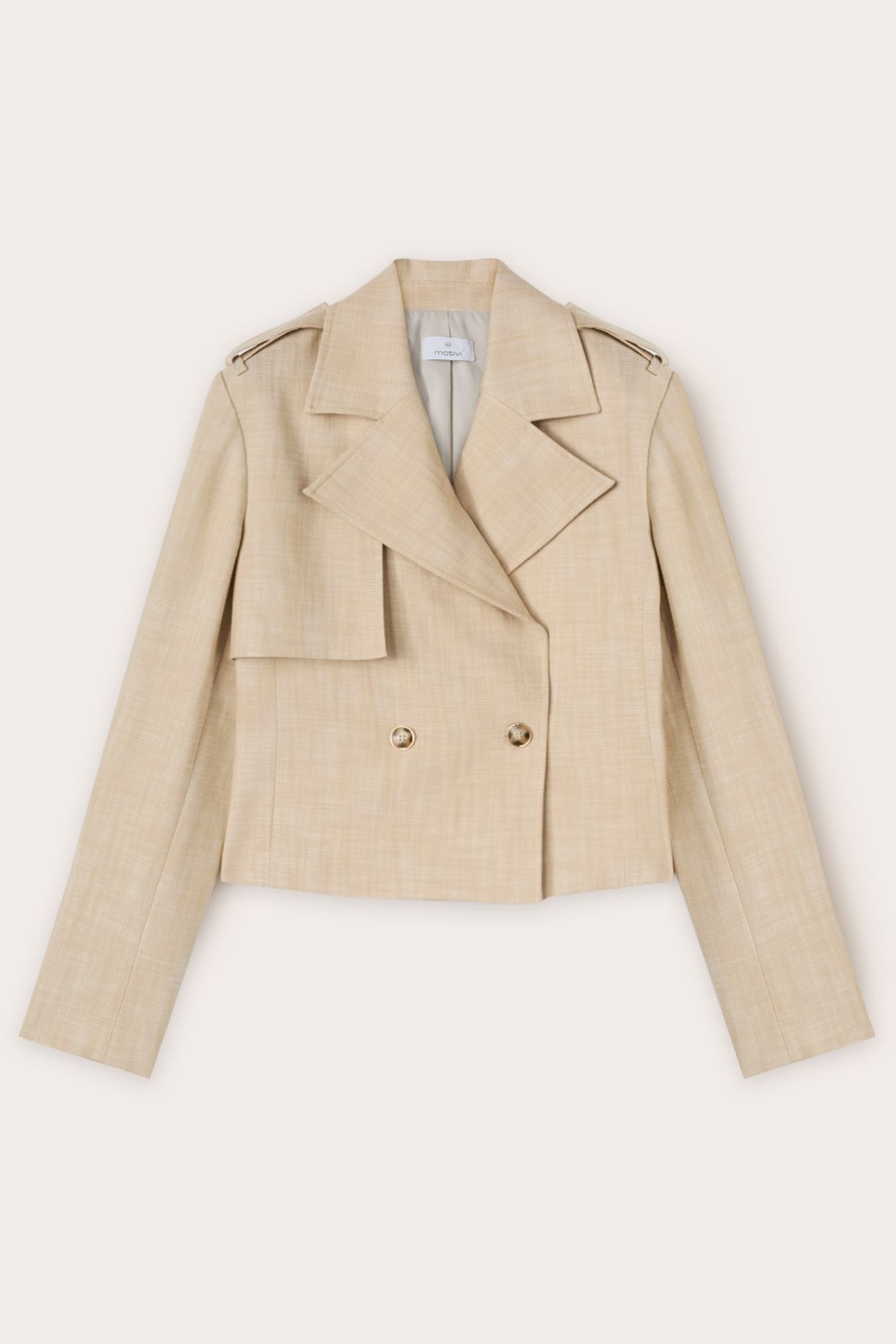 POLYVISCOSE DOUBLE-BREASTED SHORT JACKET BEIGE 4