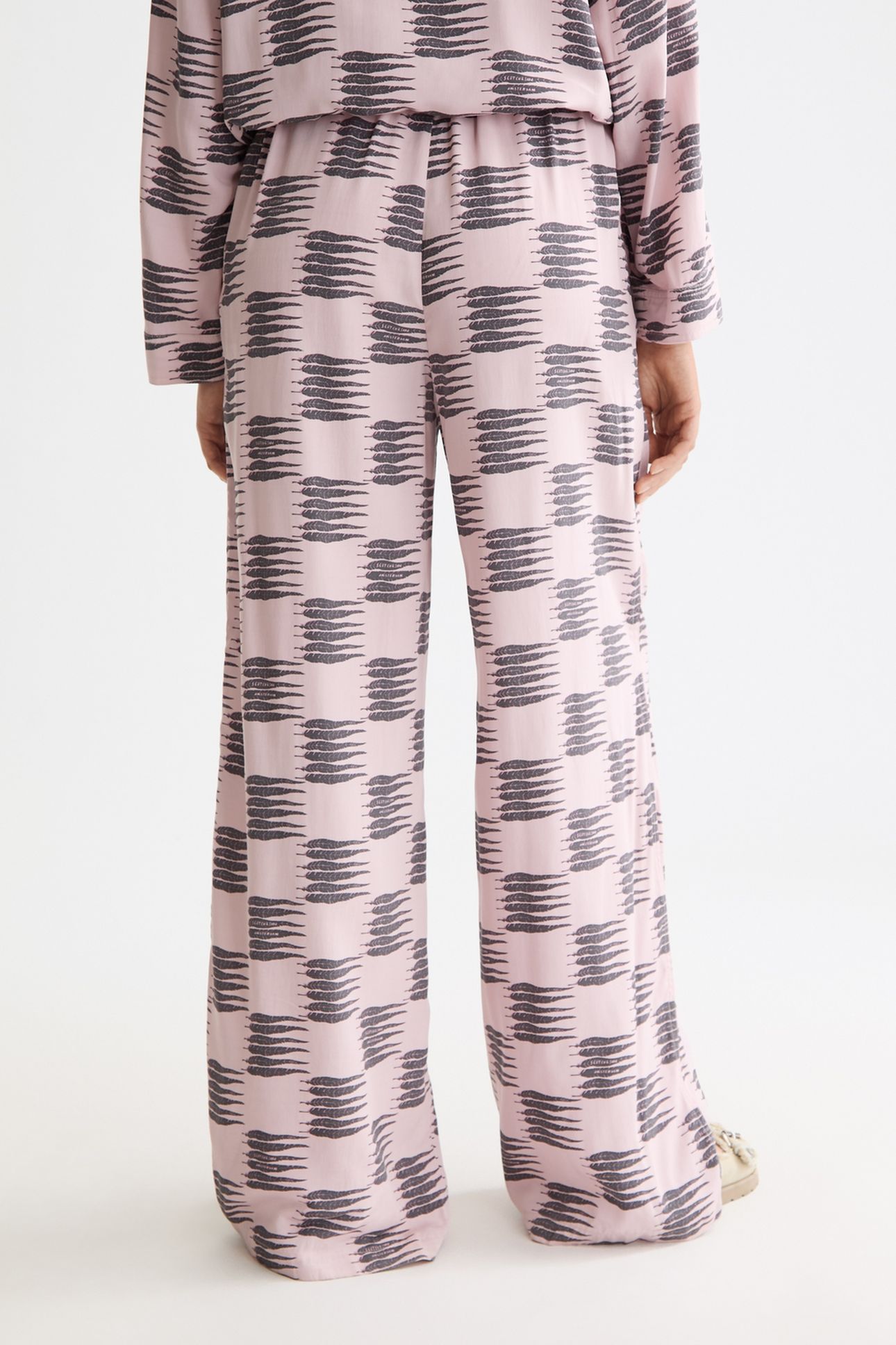 ELENI - HIGH RISE WIDE LEG PYJAMA PANTS FEATHER BLOCK 3