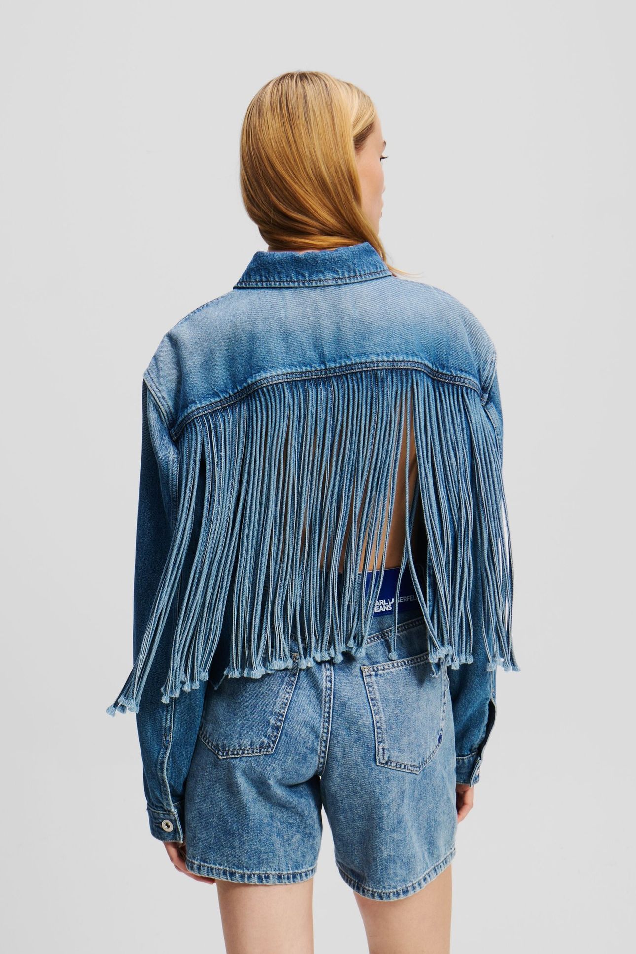 RELAXED FRINGED DENIM JKT STONE WASHED MID BLUE 2