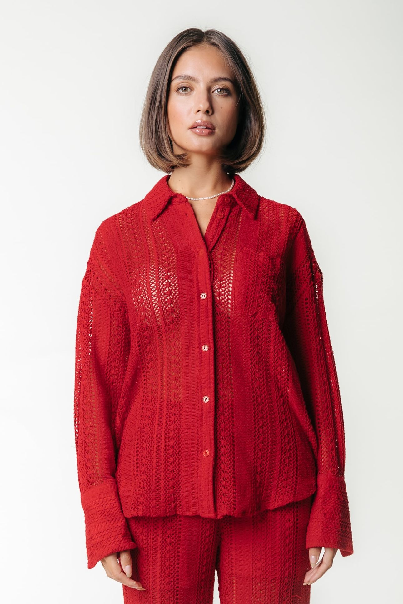 TALIA CROCHET BLOUSE POPPY RED 1