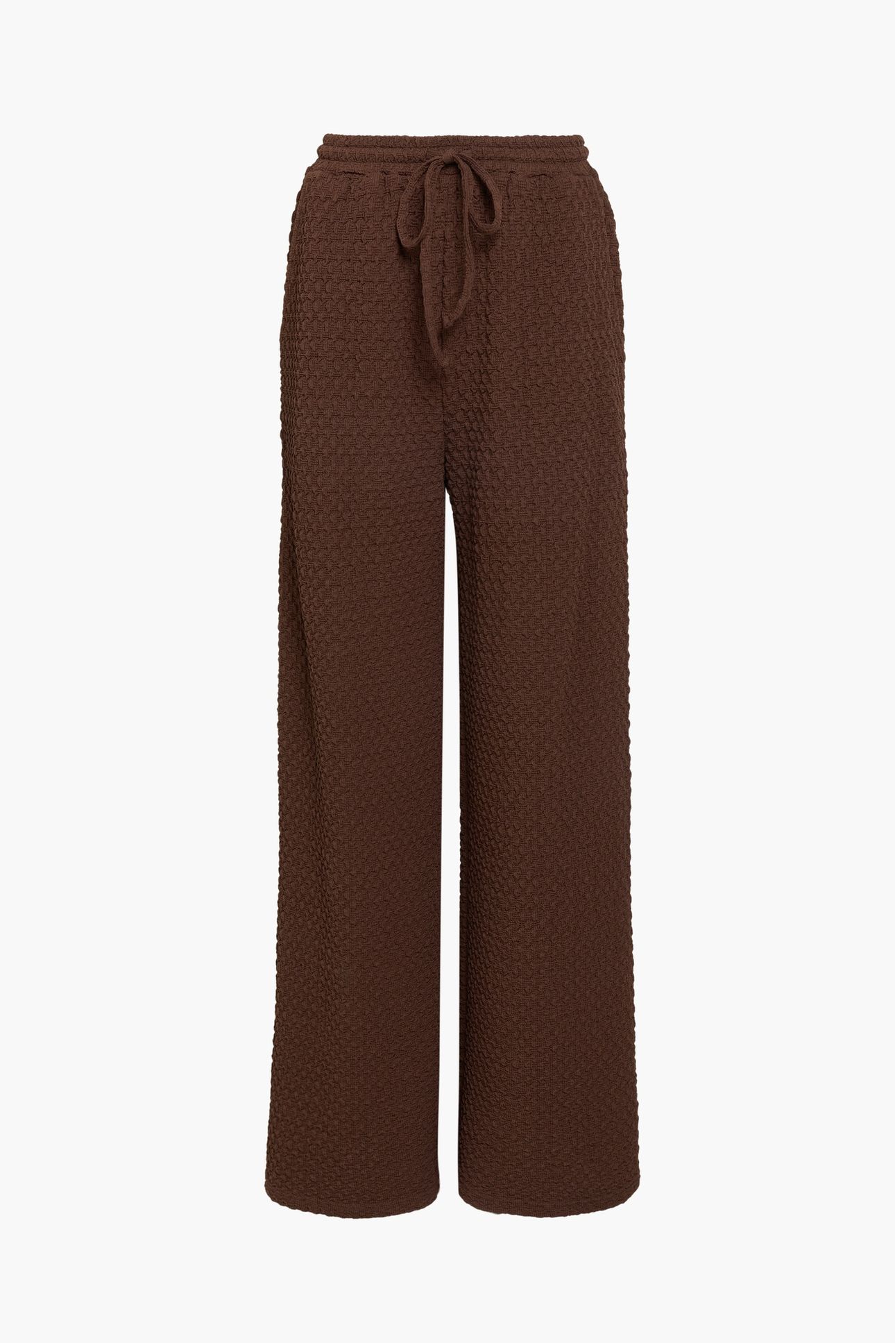 TEXTURED WIDE LEG TROUSER CHOCOLATE BROWN 3