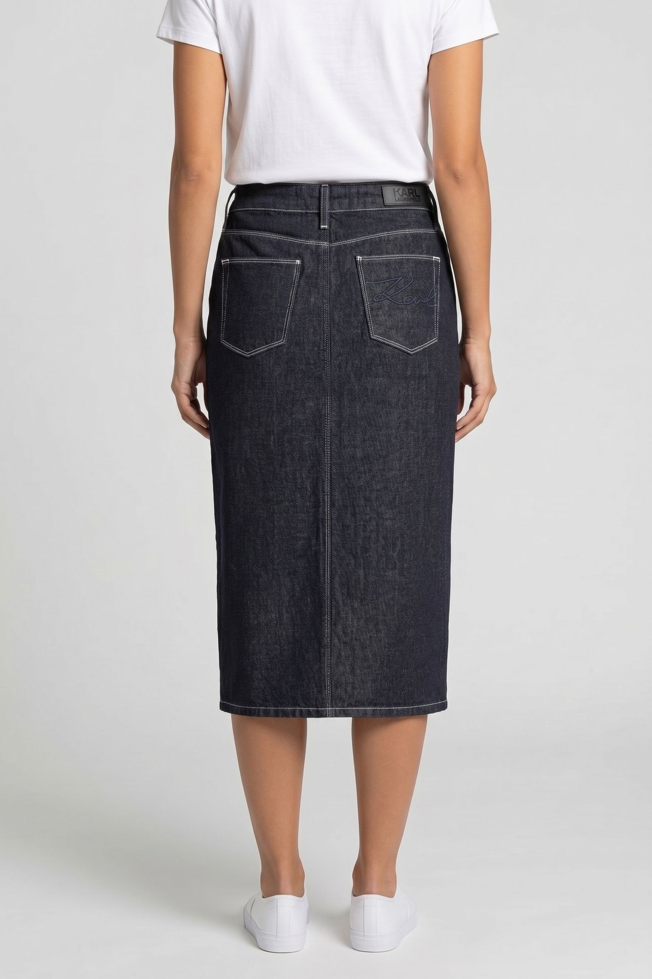 BUTTON DENIM SKIRT DARK BLUE DENIM 2