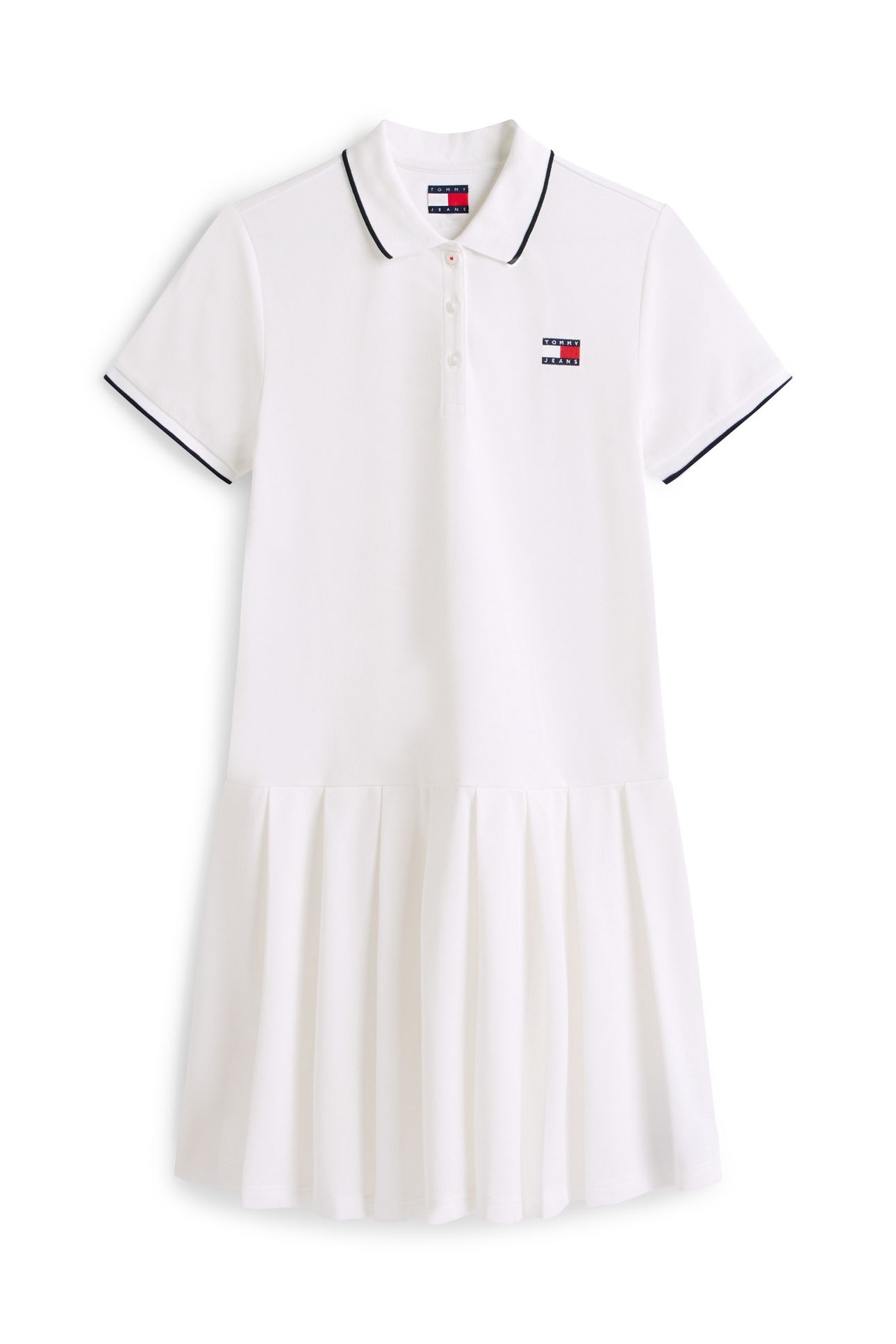 TJW BADGE PLEAT PIQUE DRESS ECRU 4