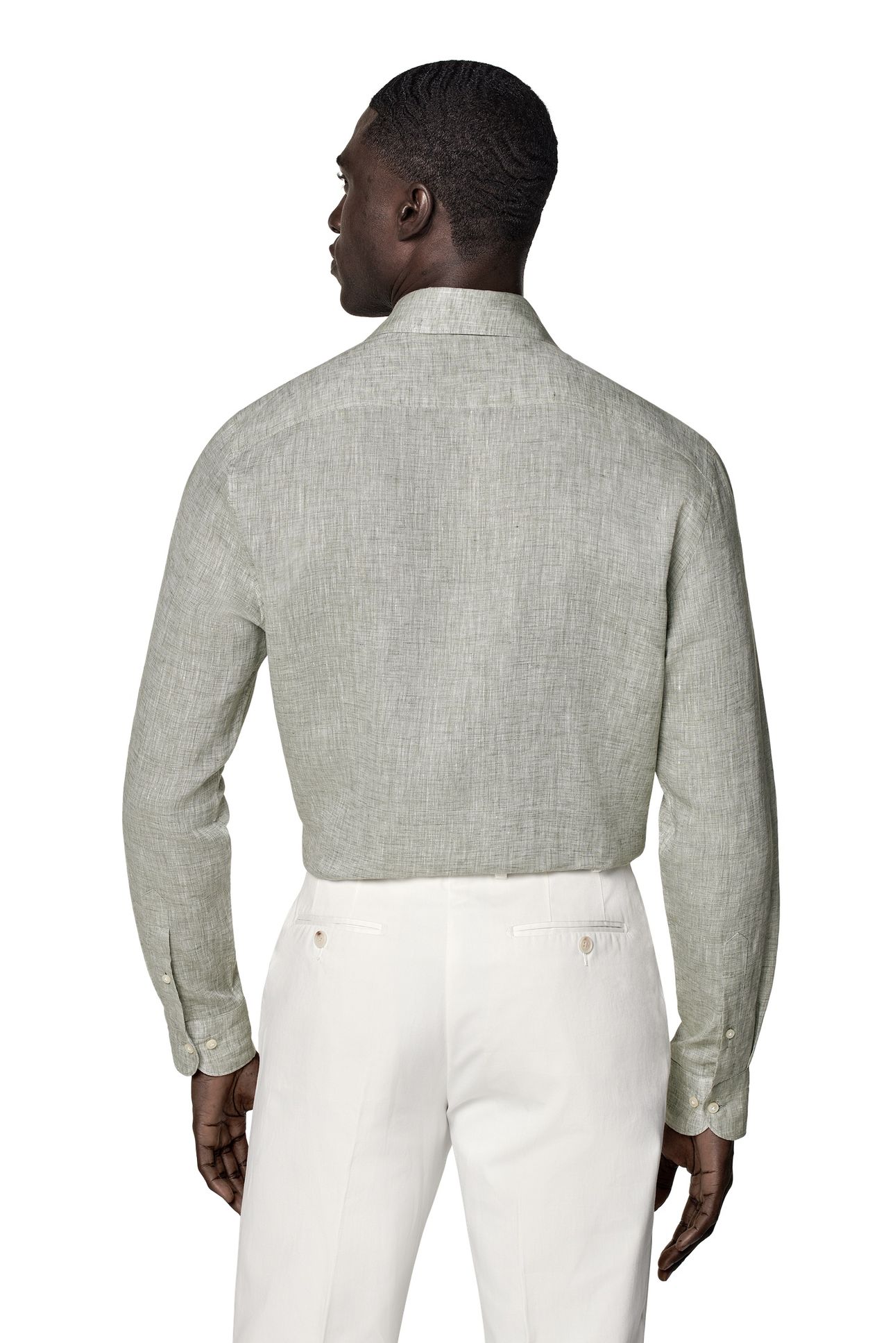 PURE LINEN OLIVE CASUAL SHIRTS LIGHT GREEN 5