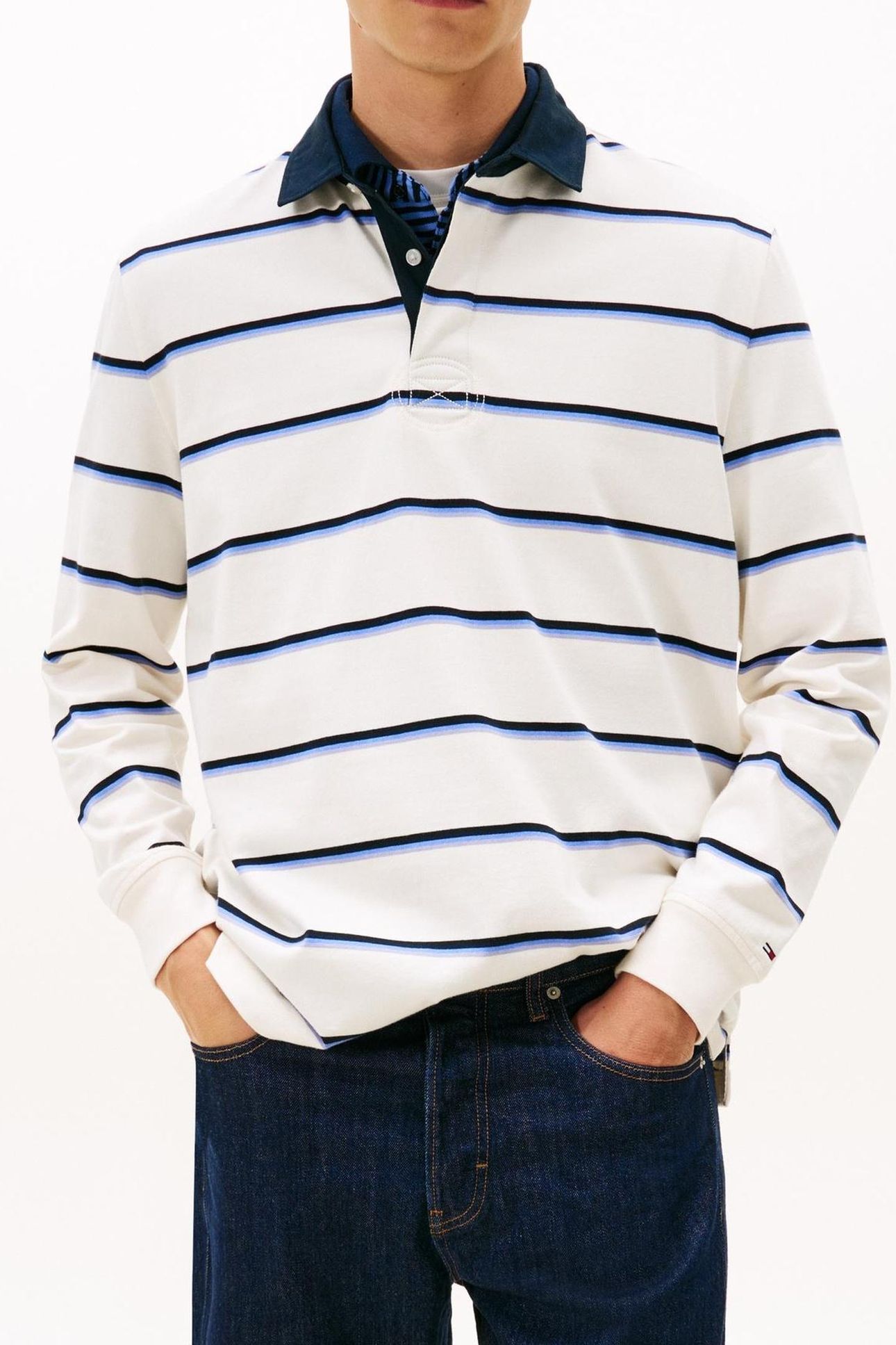 TJM RELAXED WOVEN LABEL POLO ANCIENT WHITE STRIPE 3